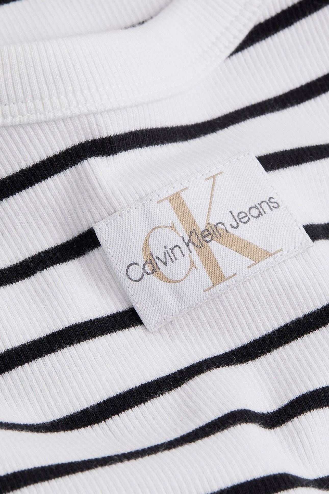 WOVEN LABEL RIB TANK BLACK/BRIGHT WHITE STRIPED 2