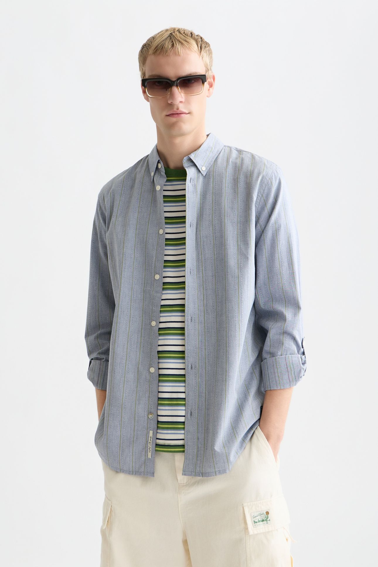 YARNDYED DOBBY REGULARFIT SHIRT NAVY 1