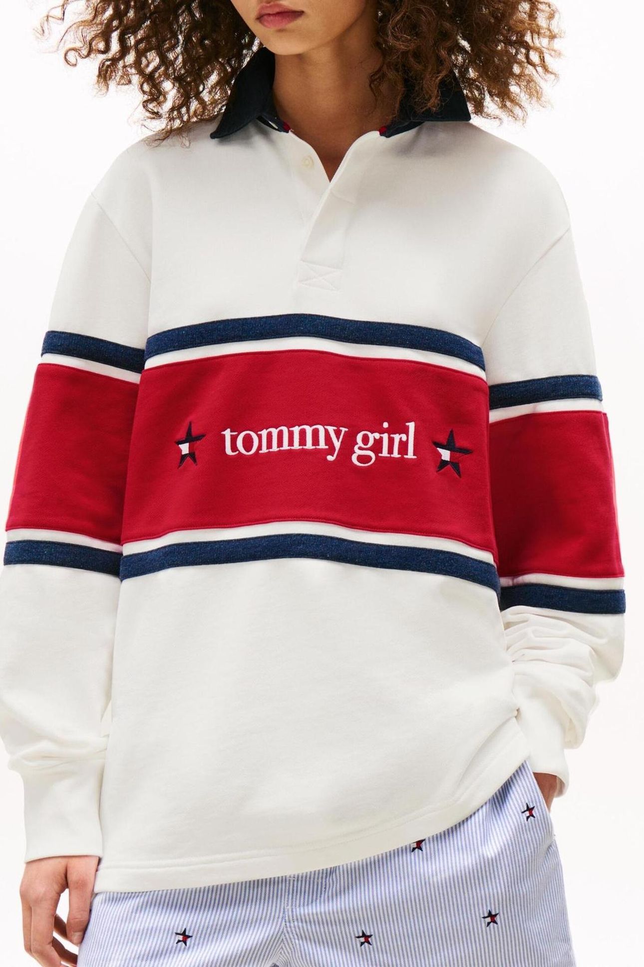 UNISEX TOMMY GIRL RUGBY POLO ECRU 4