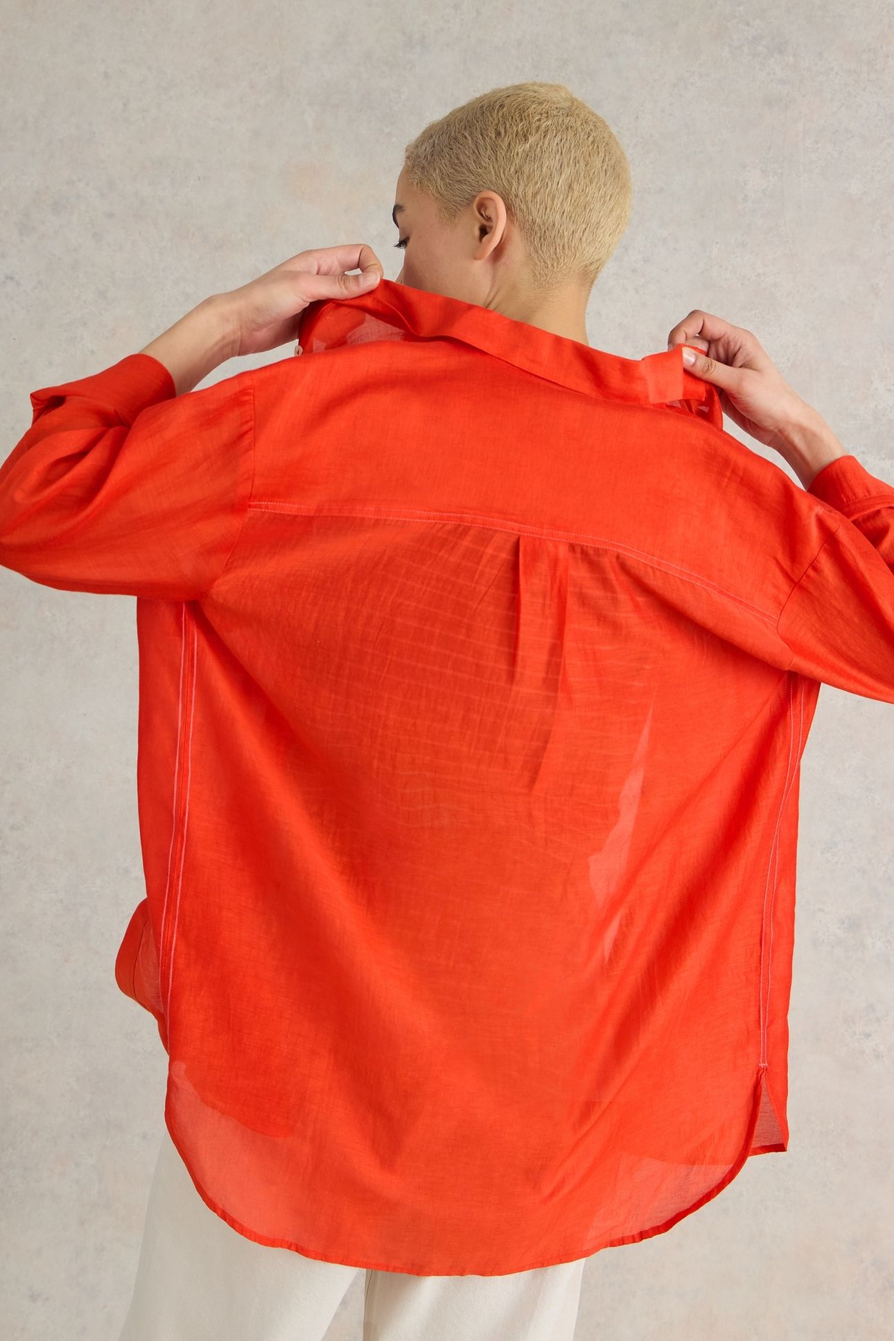 DELILAH COTTON SILK SHIRT BRT ORANGE 2