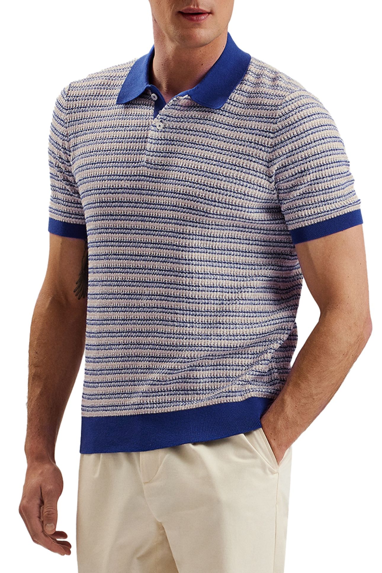 ATHER SS REGULAR TEXTURED STRIPE POLO BLUE 1