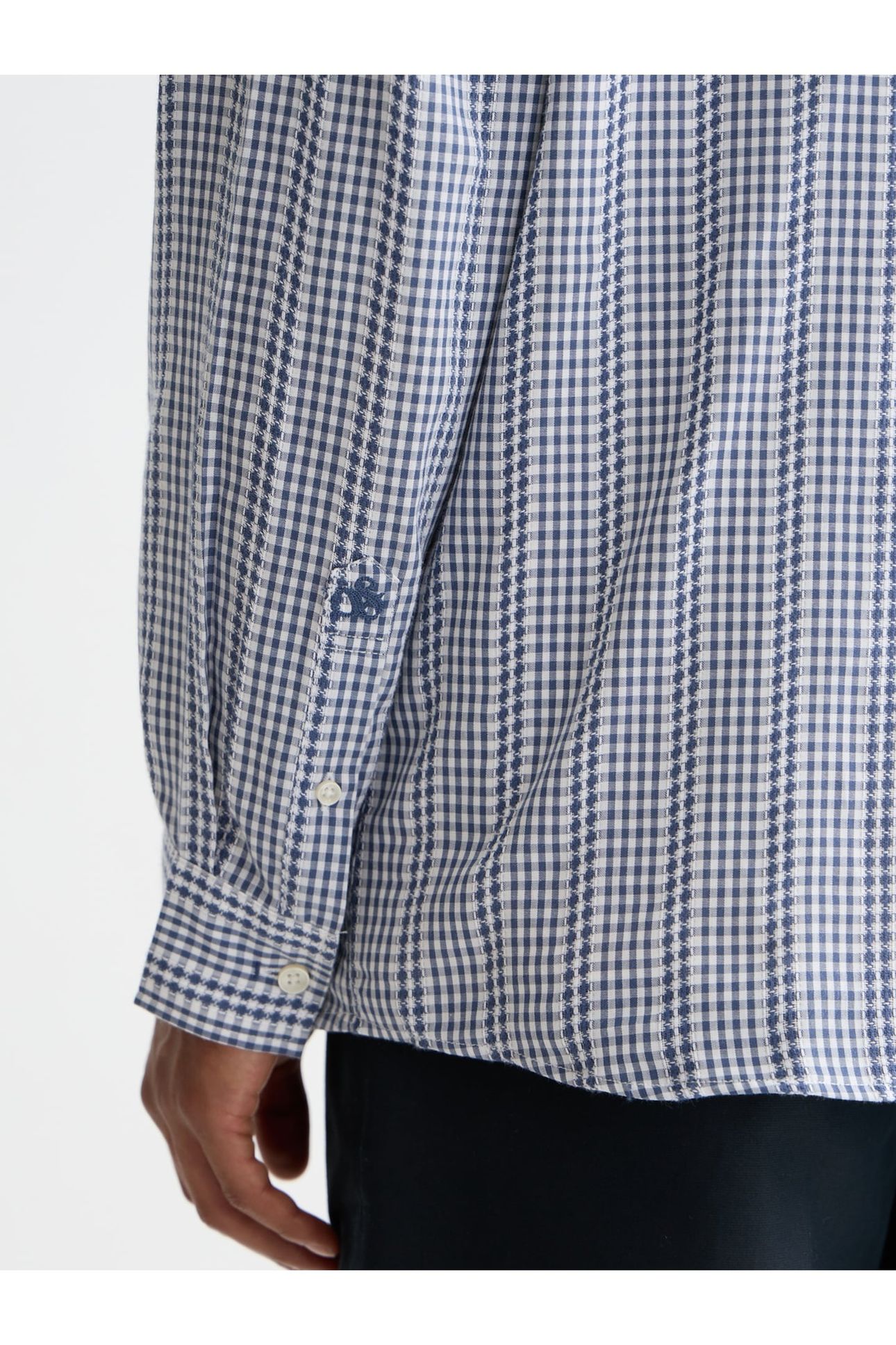 MICROCHECK COTTON POPLIN SHIRT NAVY 6