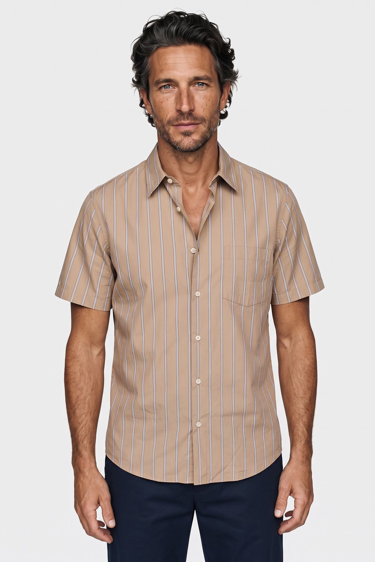 UNISEX SHIRT SHORT SLEEVE BEIGE 3