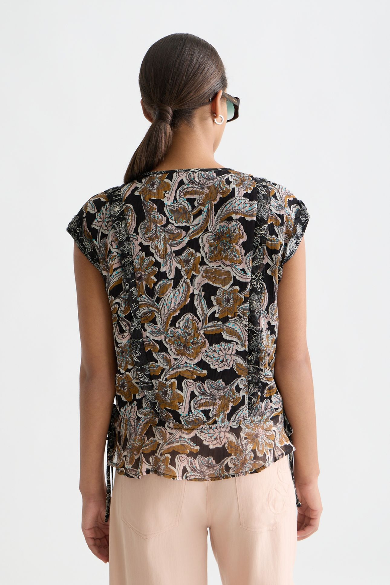 PRINTED CHIFFON TOP WITH RUFFLE DETAILS LUCKY BANDANA MULTI 2