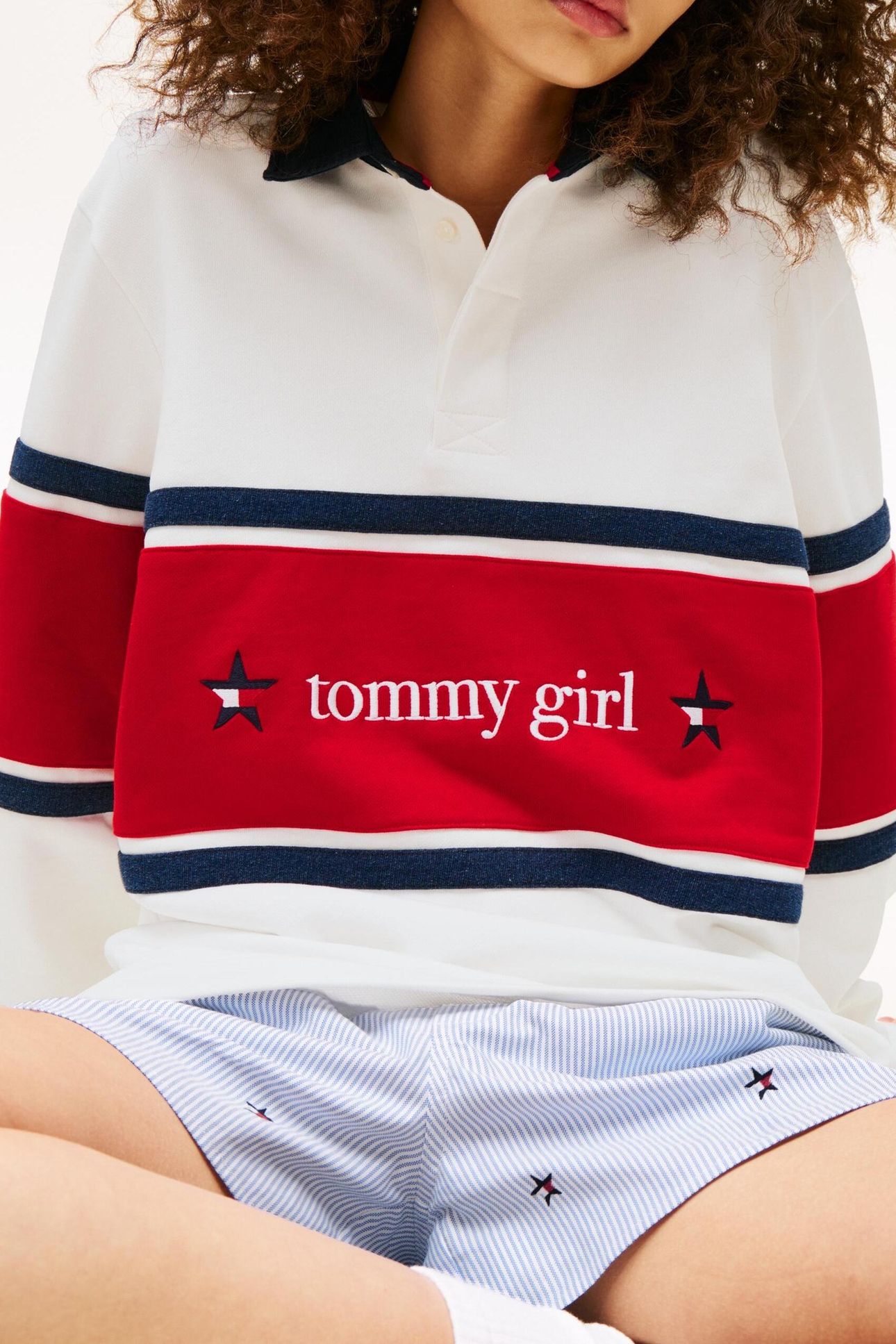 UNISEX TOMMY GIRL RUGBY POLO ECRU 9