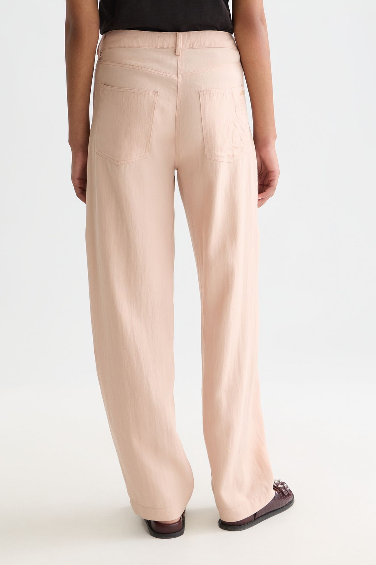 LOTUS - TWILL HIGH RISE BARREL LEG PANTS ROSE DUST 2