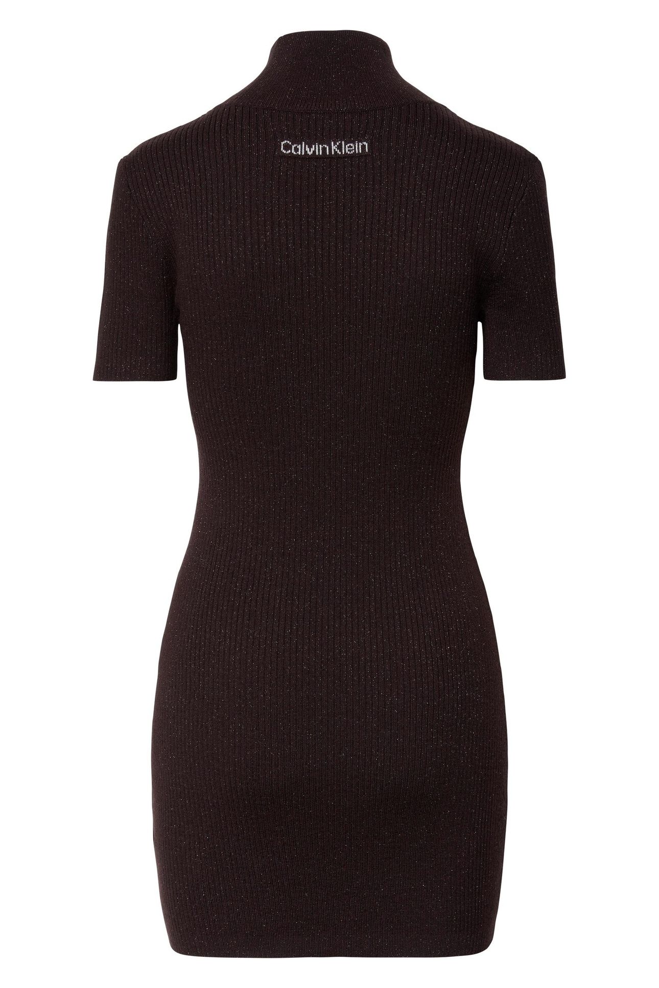 WOOL LUREX TNECK MINI DRESS MOCHA BROWN 2
