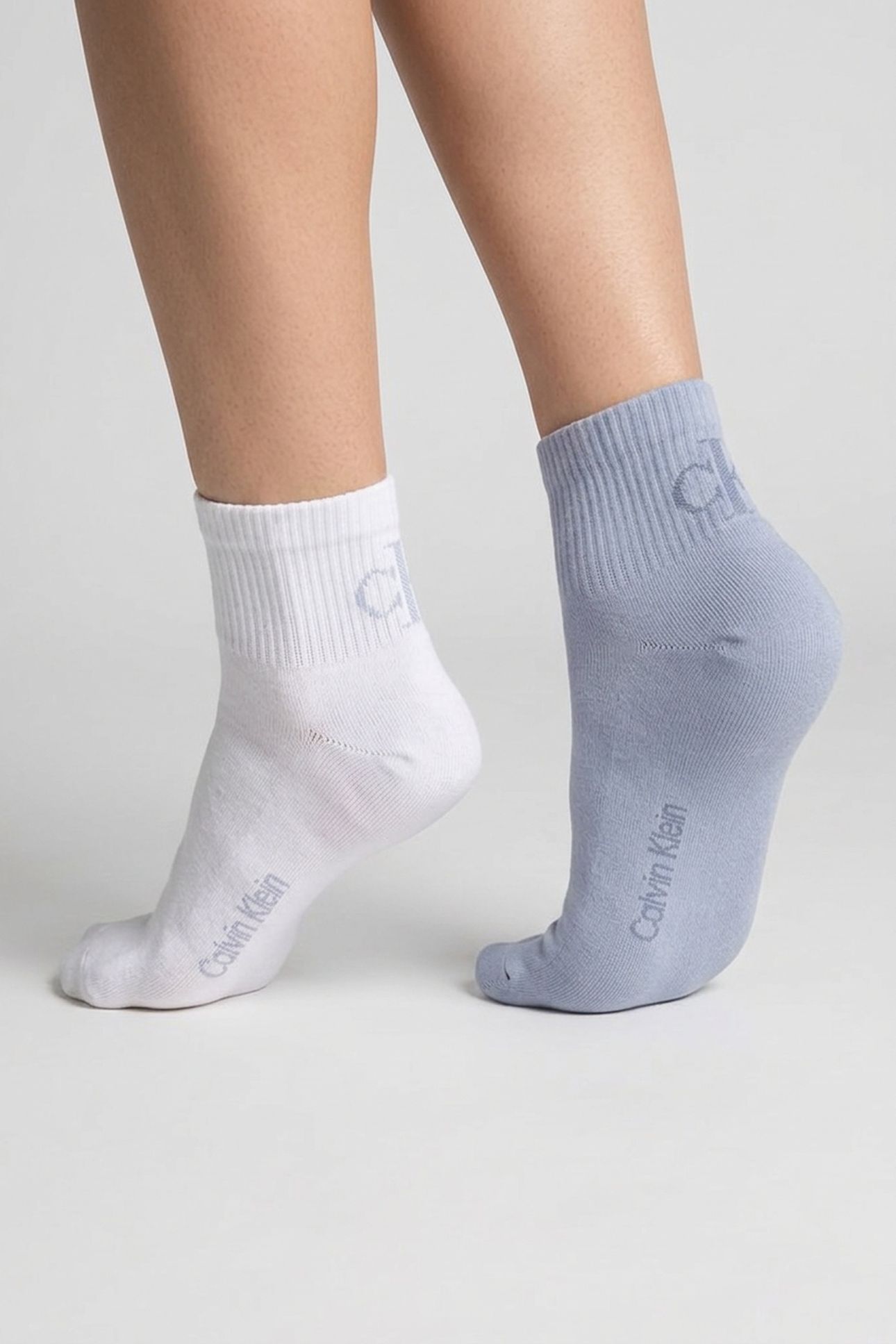 CKJ MEN QUARTER 2-PACK SOCKS WHITE/BLUE 1