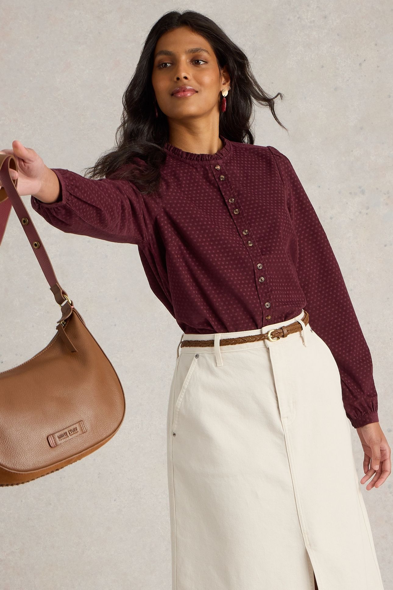 DARIA CORD SPOT SHIRT MID PLUM 5