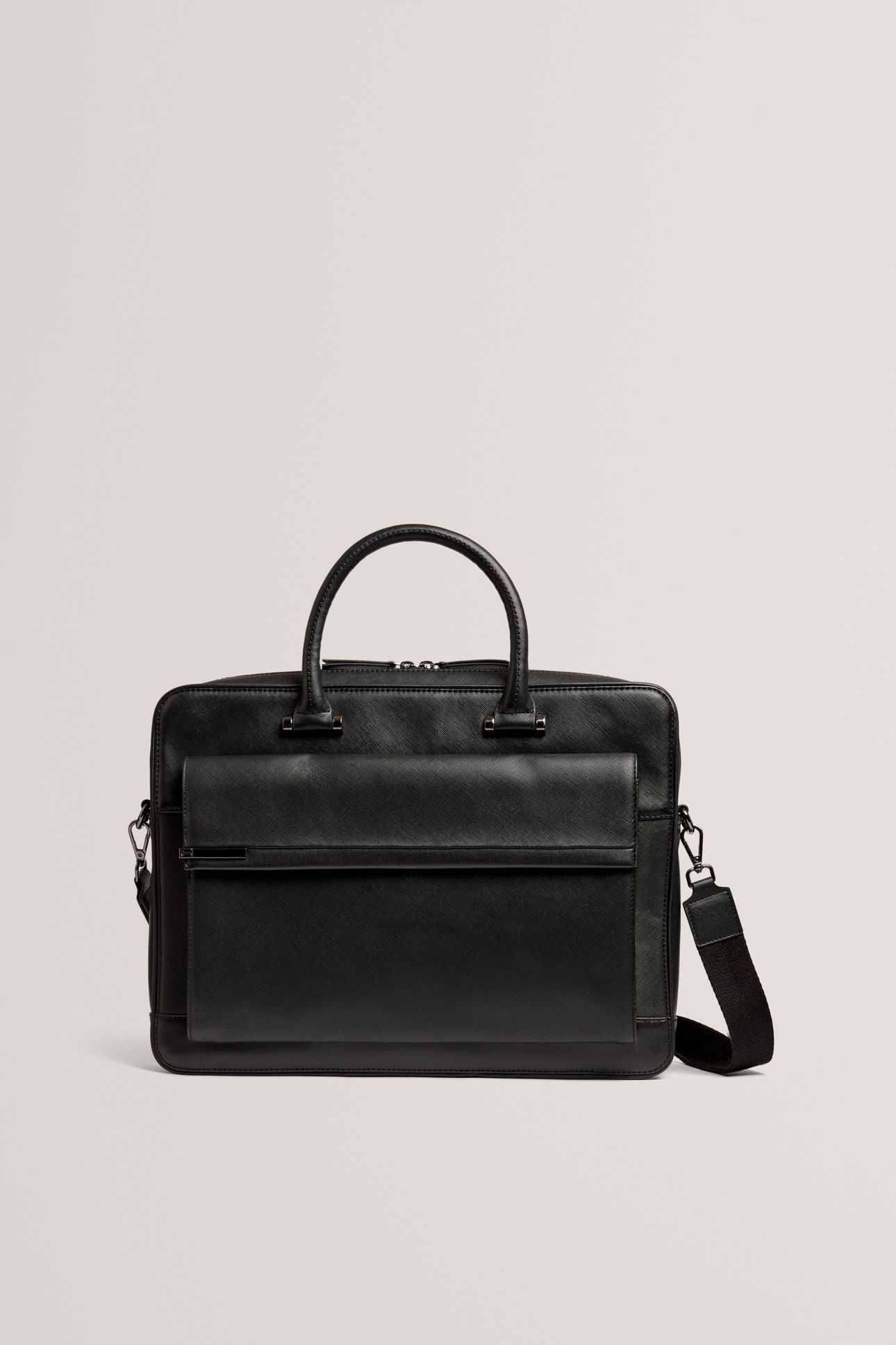 TIE BAR DETAIL PU DOCUMENT BAG BLACK 1
