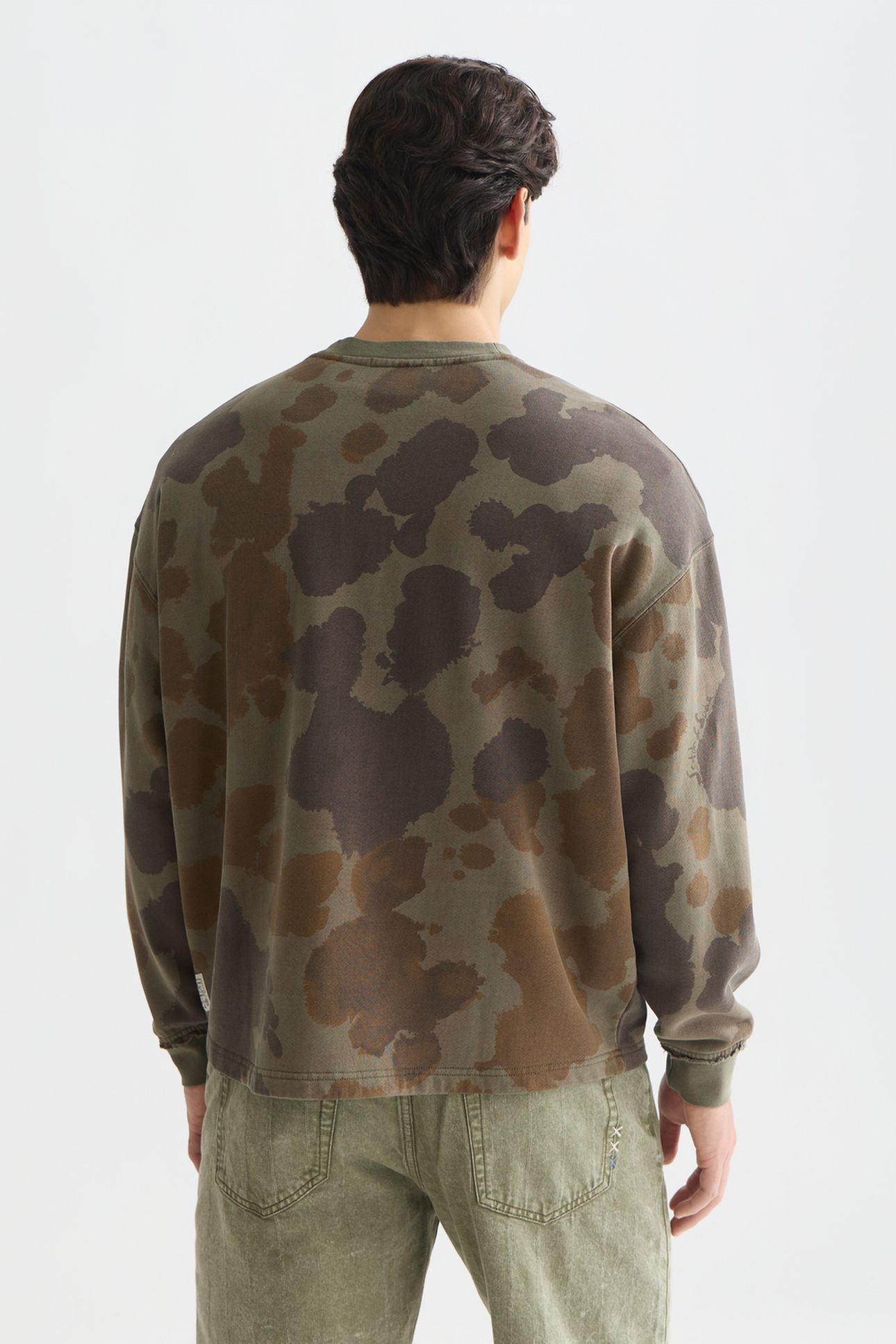PRINTED OVERDYED LOOSEFIT SWEATSHIRT DARK BEIGE 2