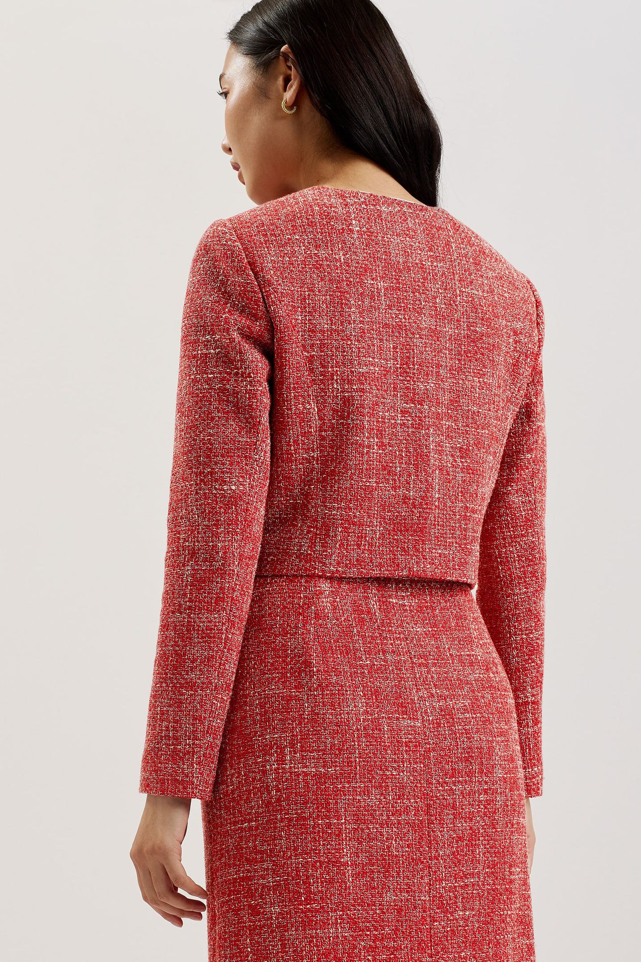 SUMI CROPPED BOUCLE FITTED JACKET RED 3