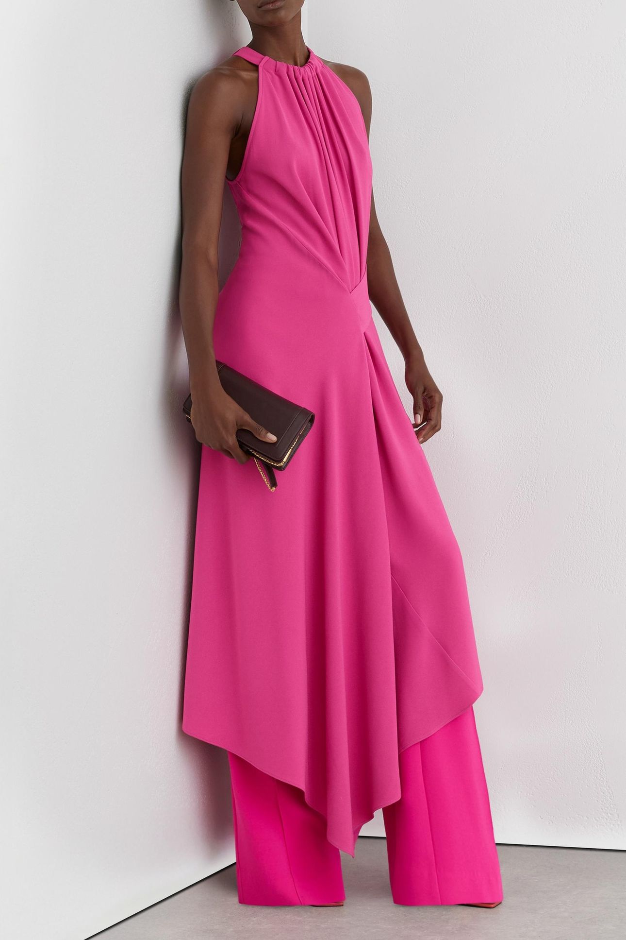 DRAPE DETAIL OCCASION MIDI DRESS RASPBERRY PINK 2