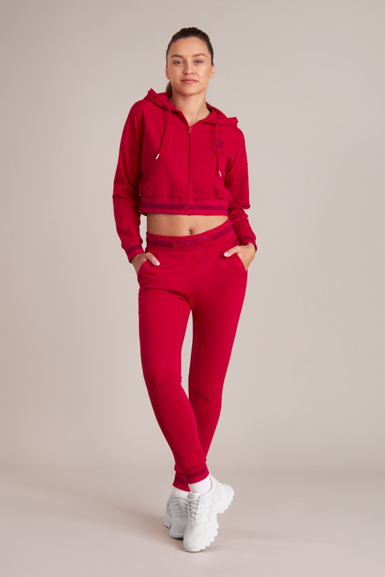 LADIES CROPPED HOODIE RED 1