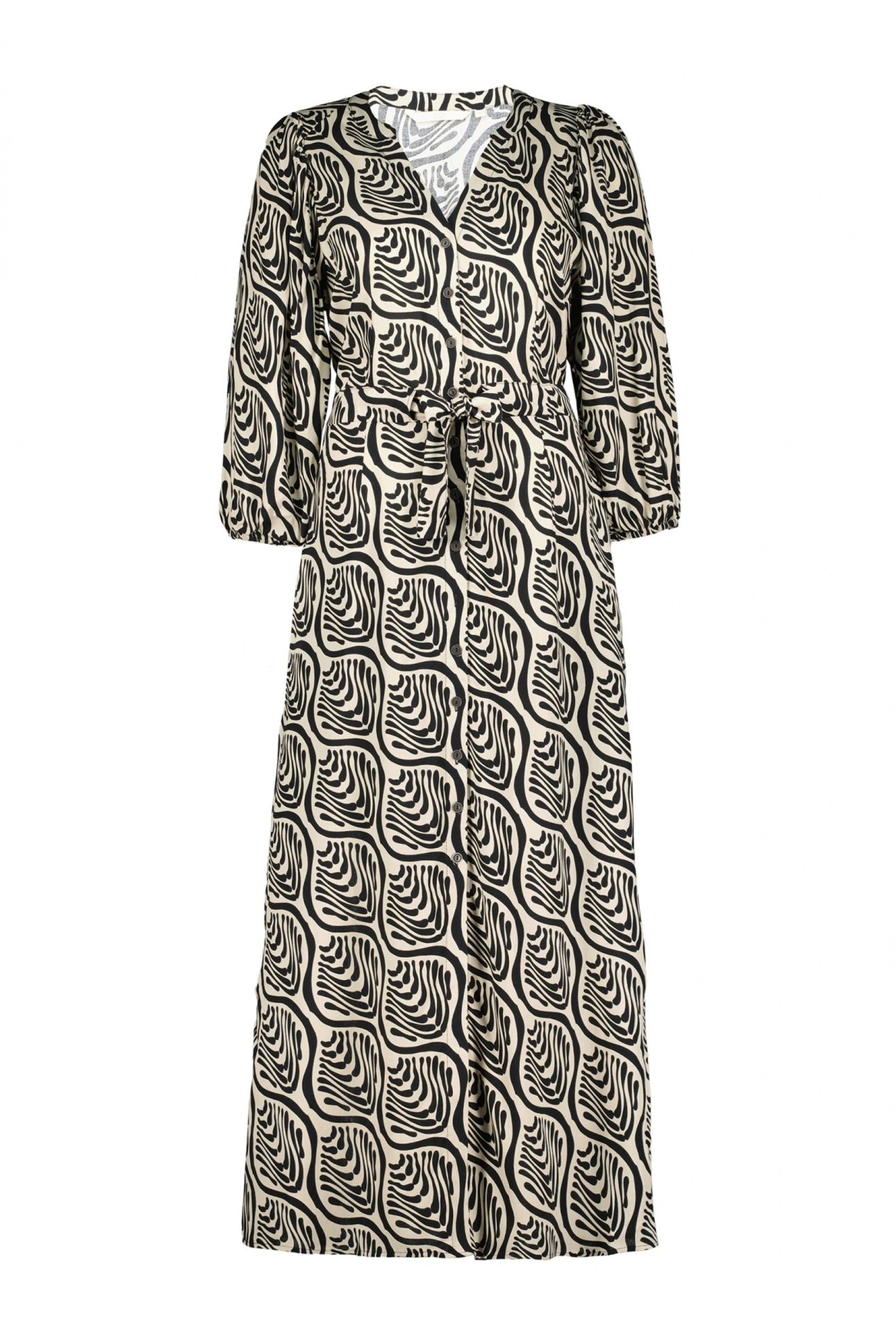 DRESS DALINA FEATHER GREY WITH PALETTE PRINT 4