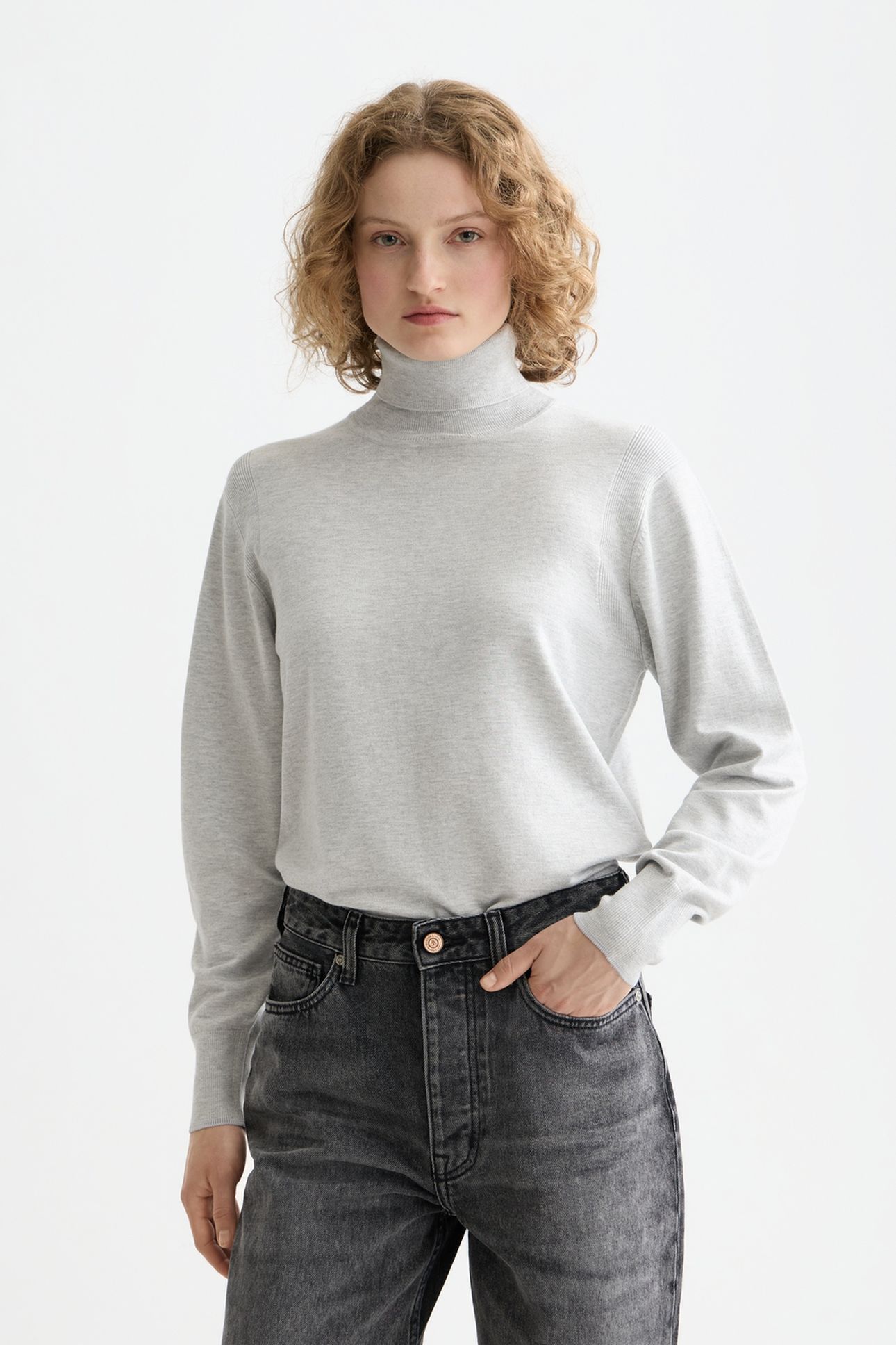 CORE ROLL NECK RELAXED PULLOVER LIGHT PASTEL GREY 1