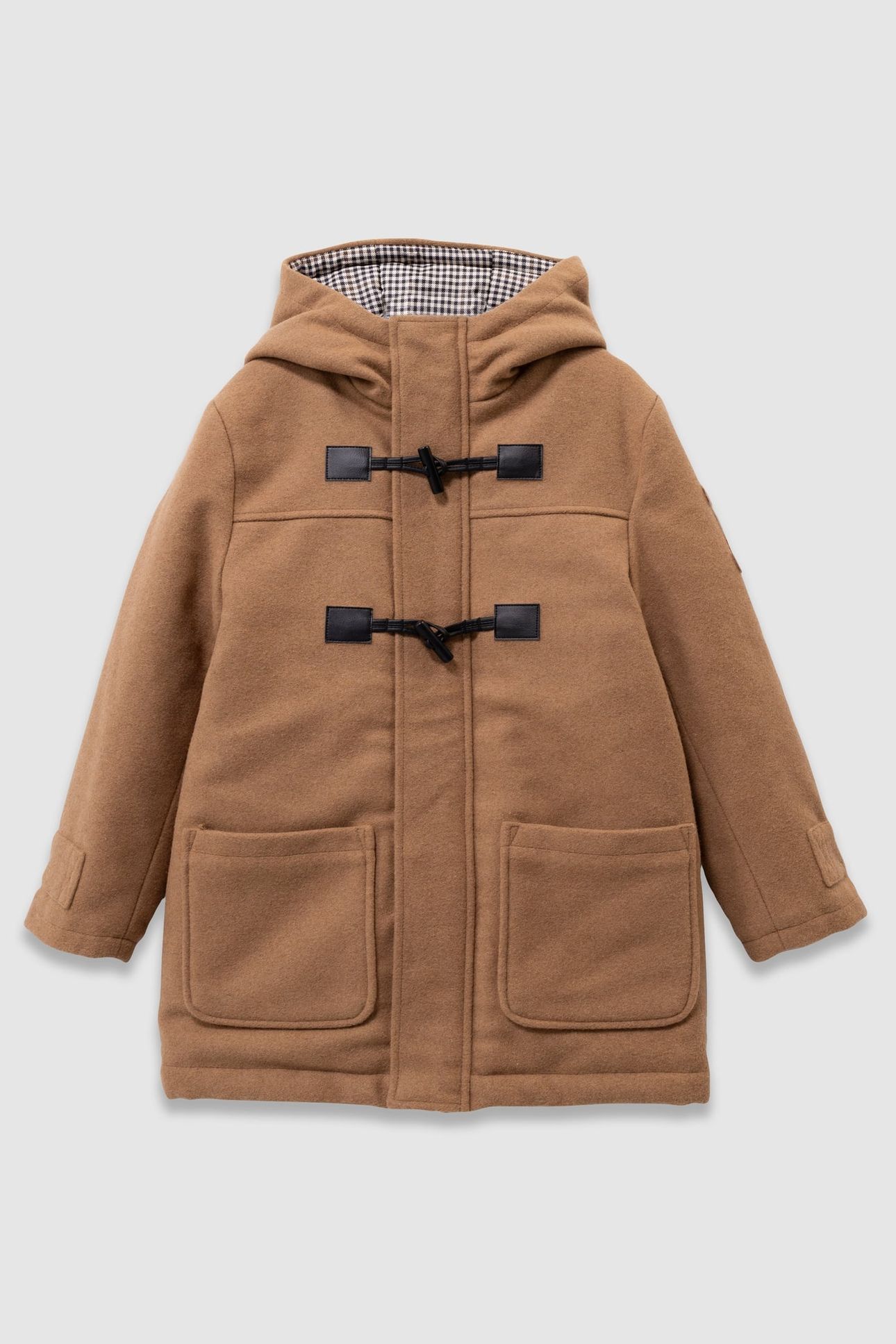 BOYS’ BEIGE WOOLCLOTH DUFFLE-COAT-STYLE HOODED COAT 1