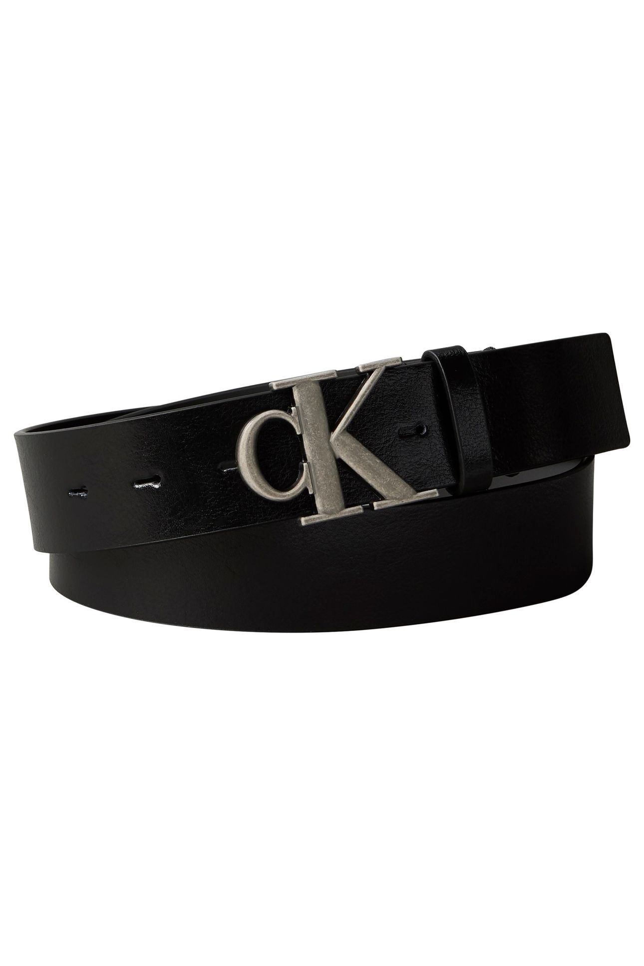 CK BUCKLE TUMBLED 35 BELT BLACK/ANTIQUE SILVER 2