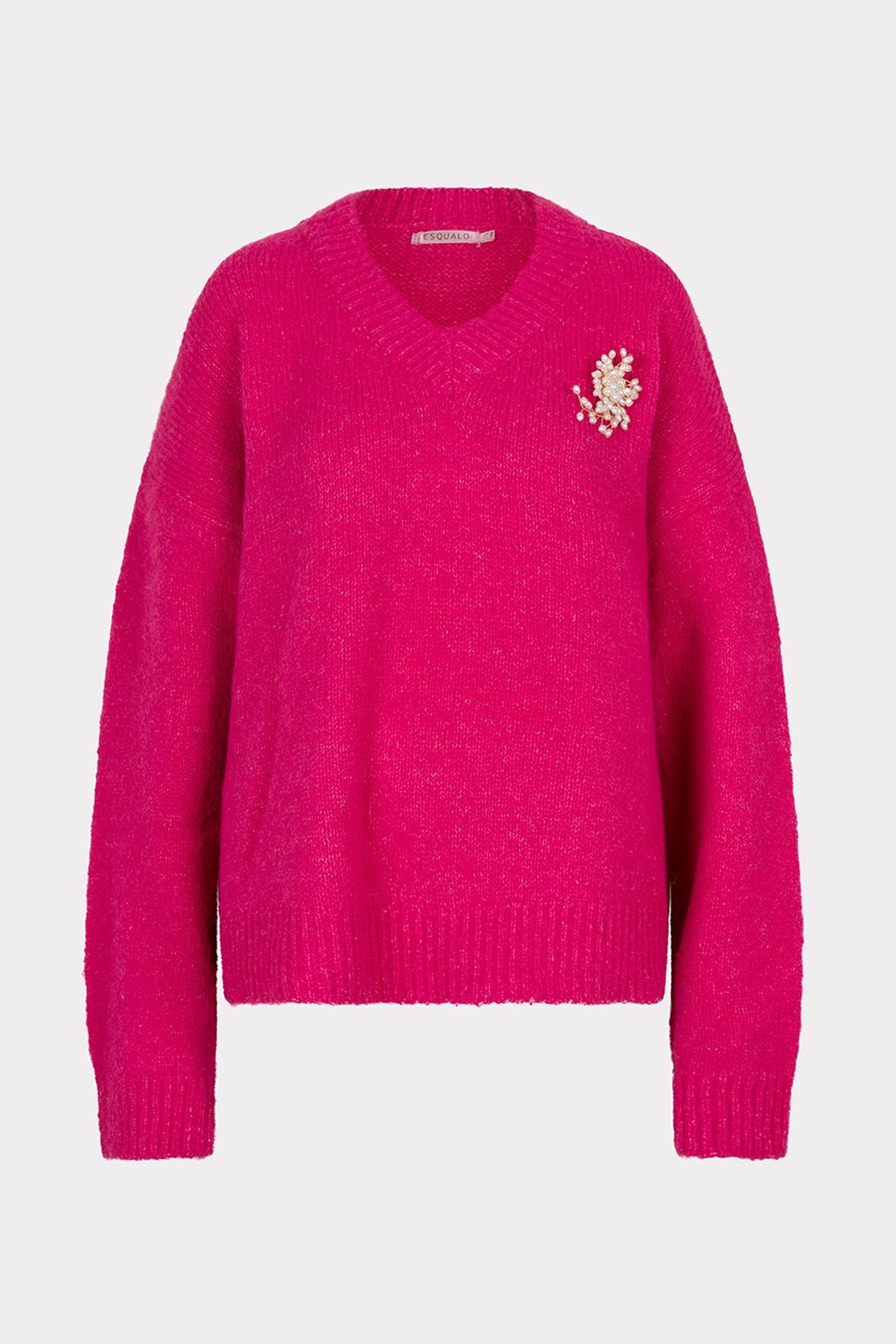 SWEATER V-NECK BROOCH FRAMBOISE 6