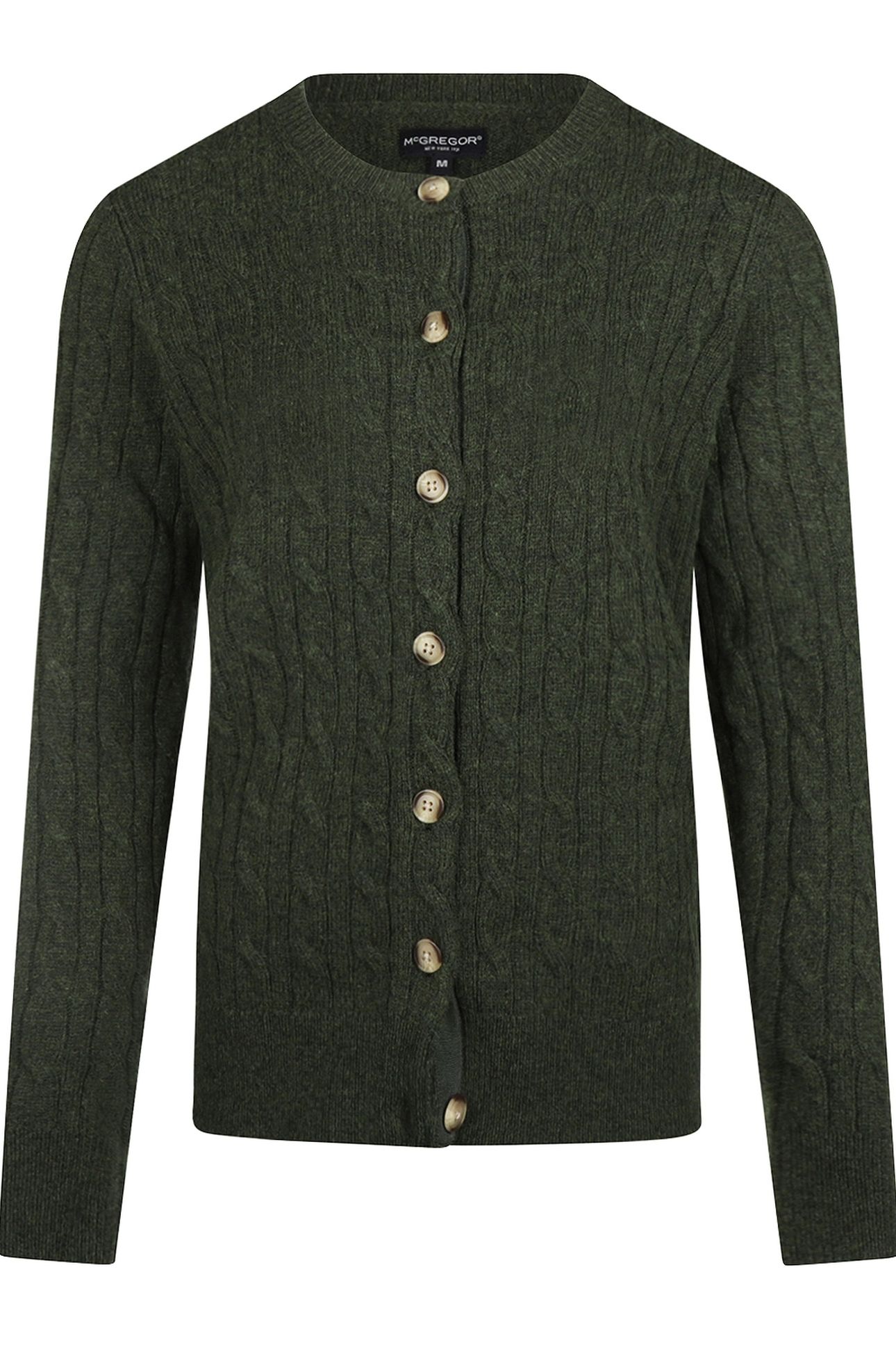 BUTTON CABLE CARDIGAN DARK OLIVE 1