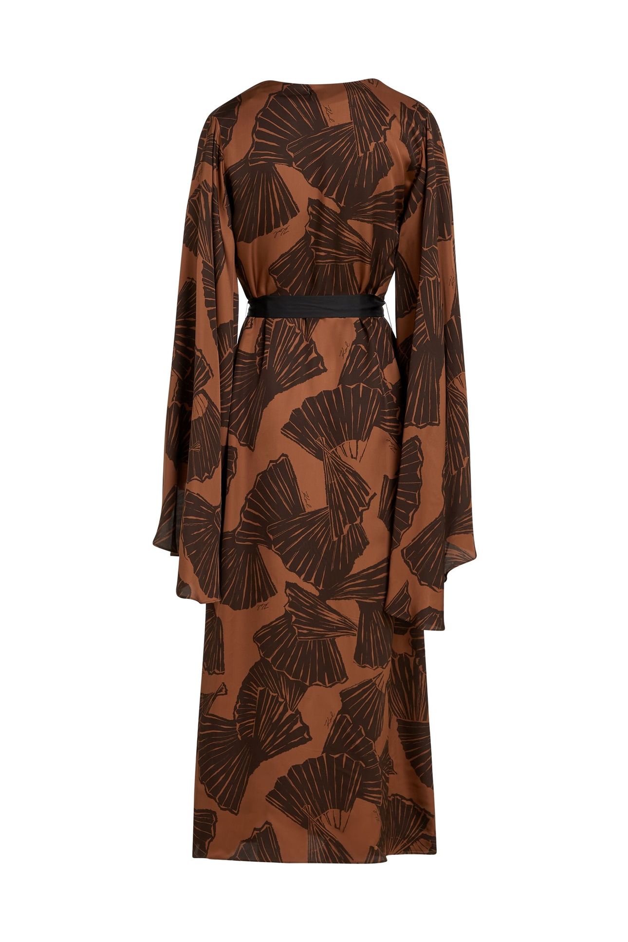 PRINTED FLUID KAFTAN GRAPHIC FAN FRIAR BROWN 5