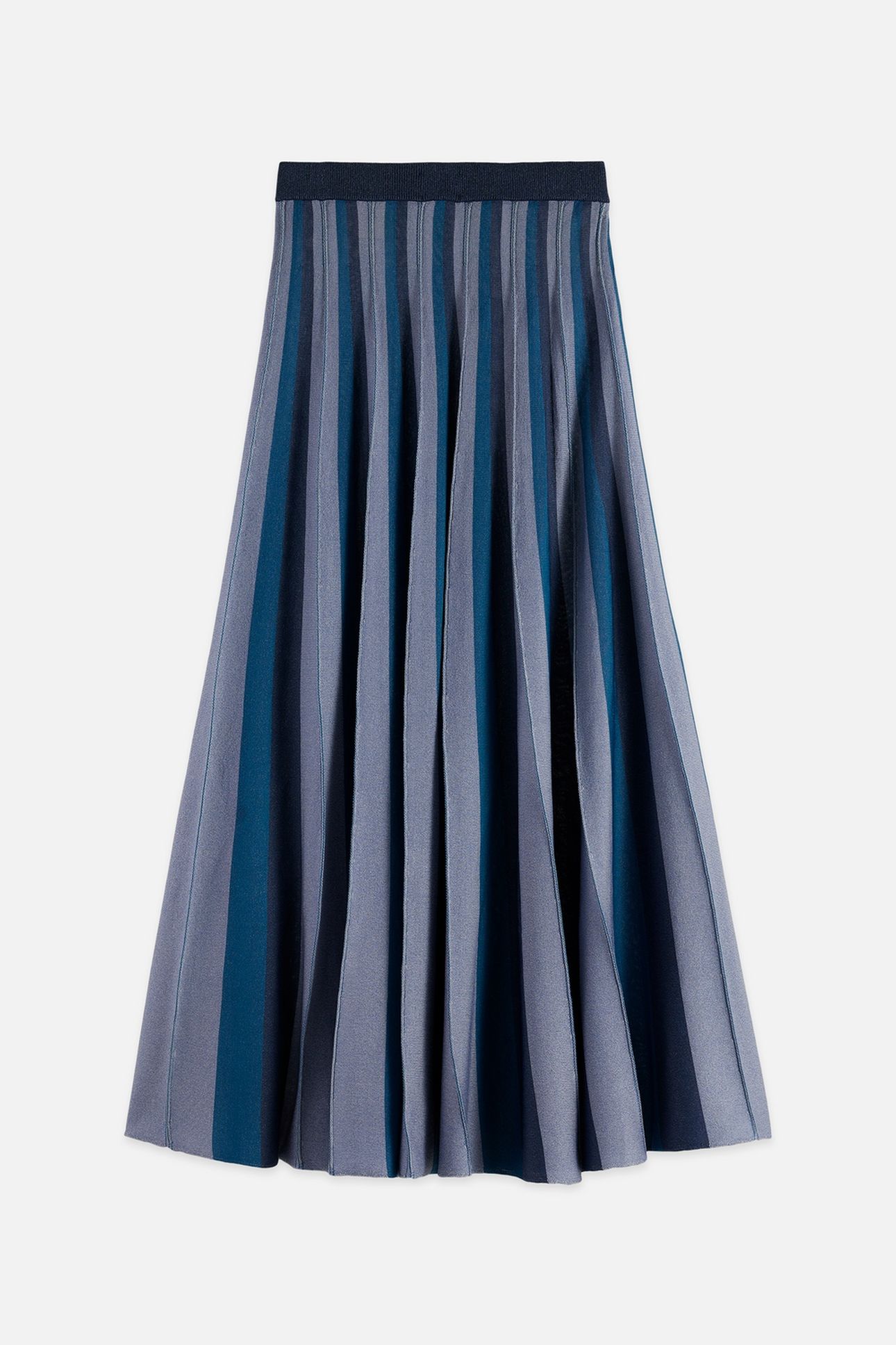 PLEATED STRIPE KNITTED MIDI SKIRT CARBON 5