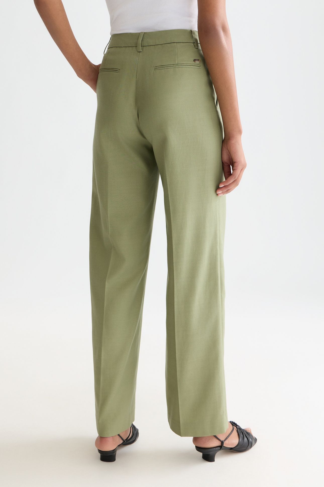 EDIE - HIGH RISE WIDE LEG PANTS OIL GREEN 2