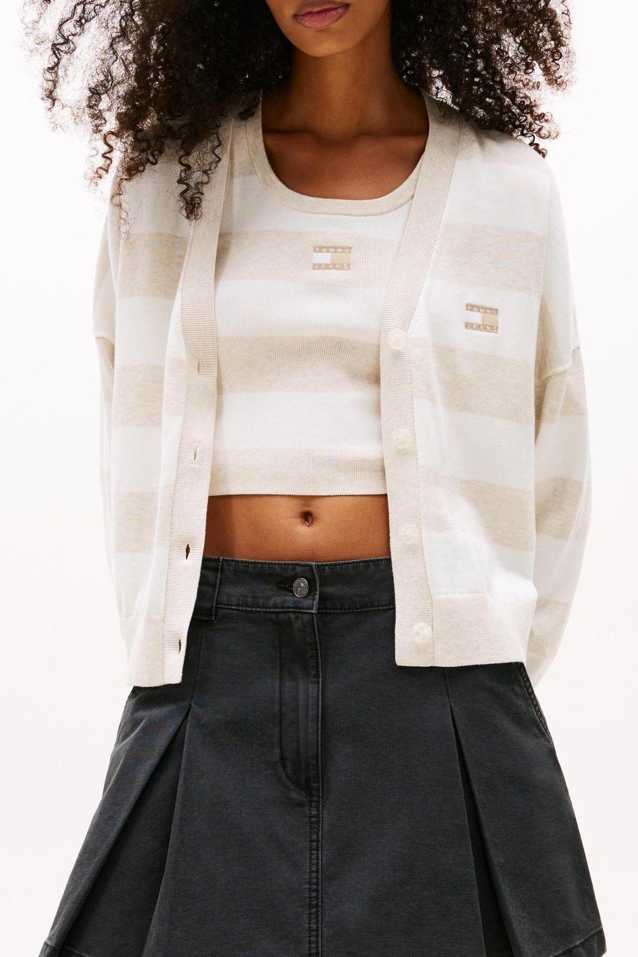 TJW RELAXED STRIPE CARDIGAN OATMEAL HEATHER/STRIPE 1