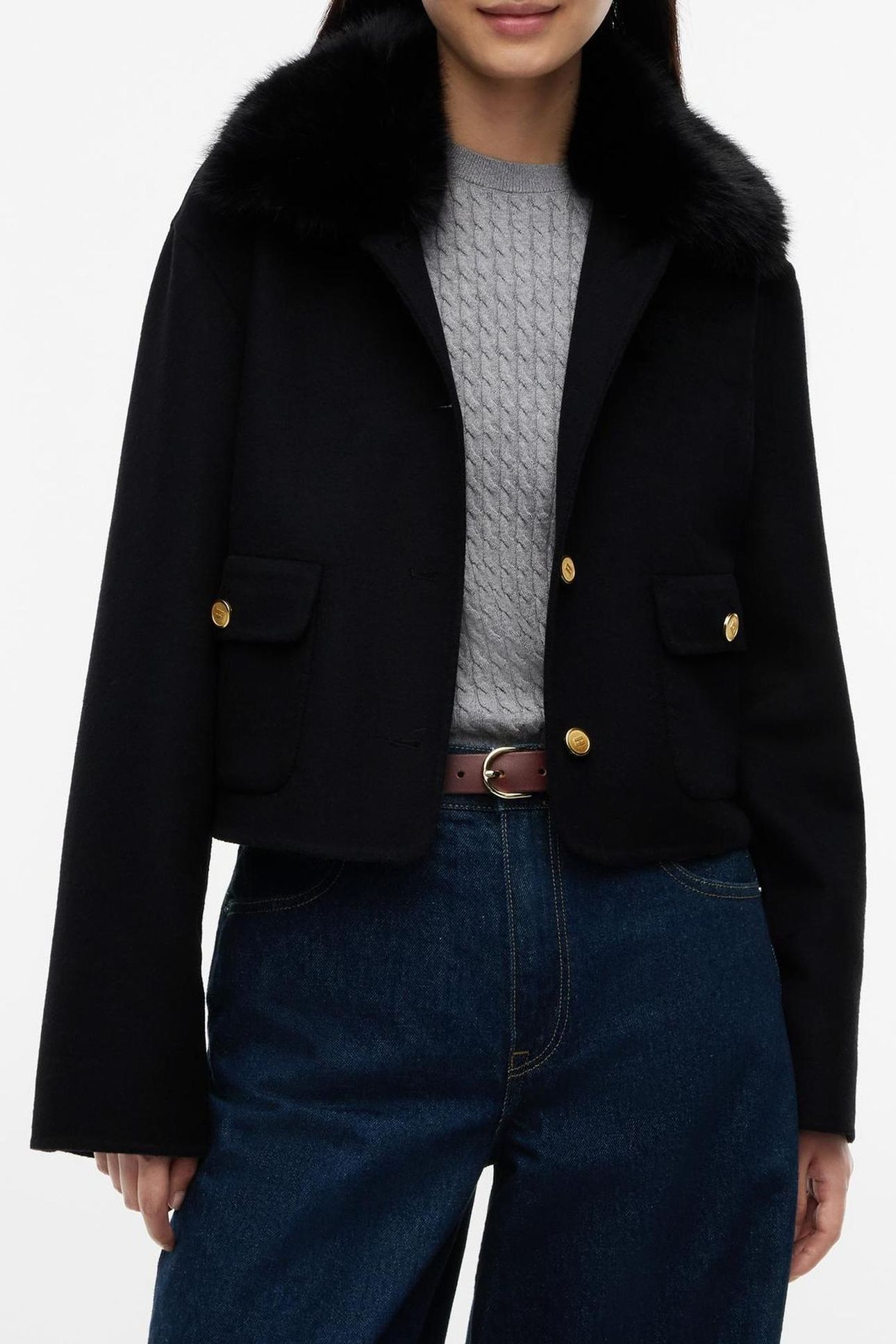 DOUBLE-FACE WOOL LADY JACKET BLACK 1