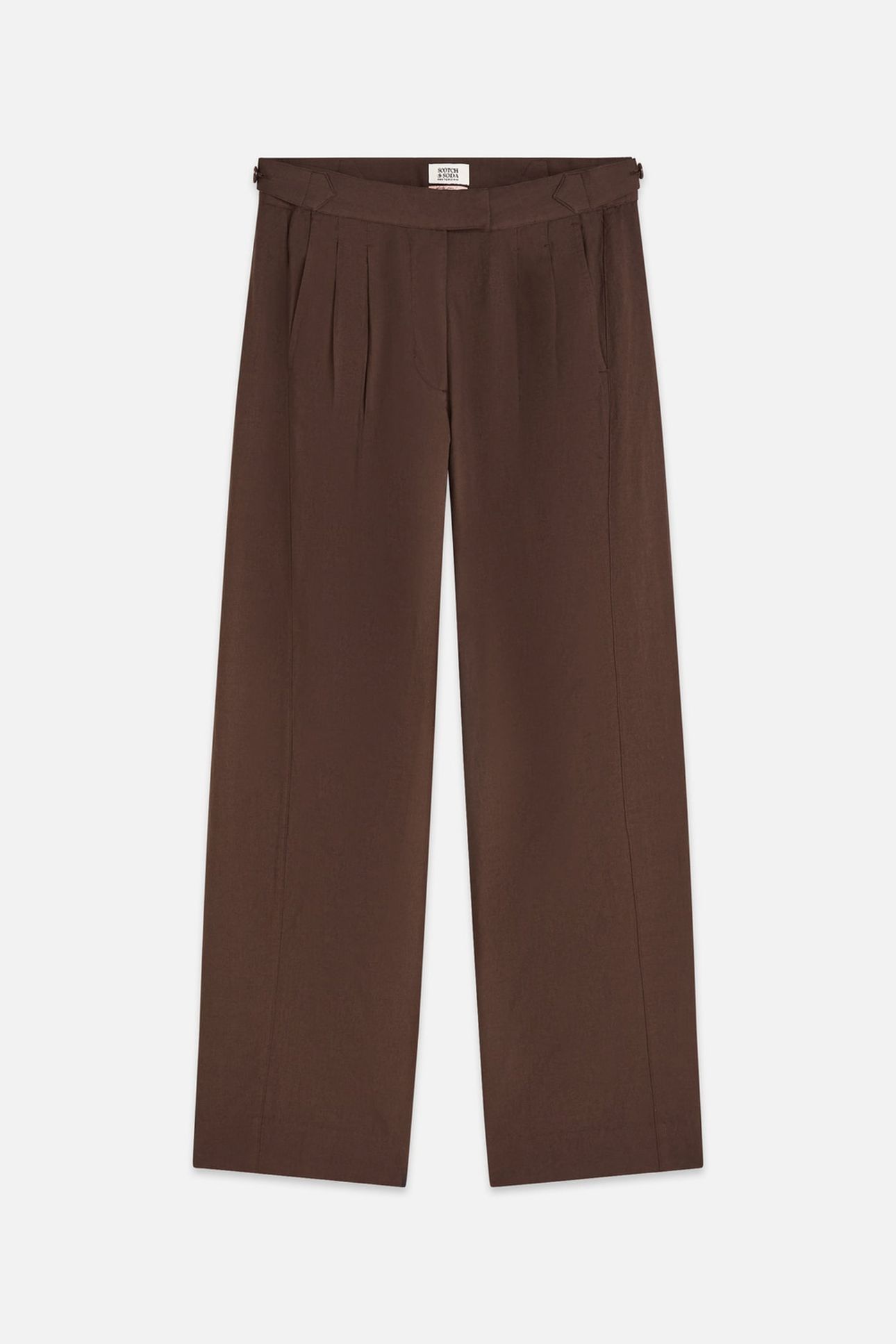 QUINN - MID RISE WIDE LEG LINEN COTTON PANTS HOT FUDGE 1