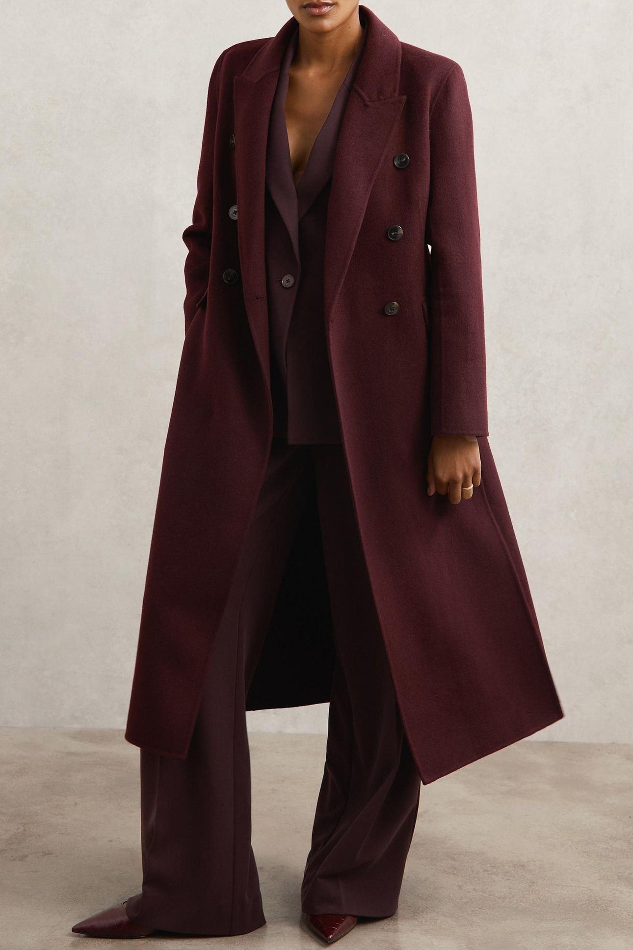 DB BLINDSEAM COAT BURGUNDY 1