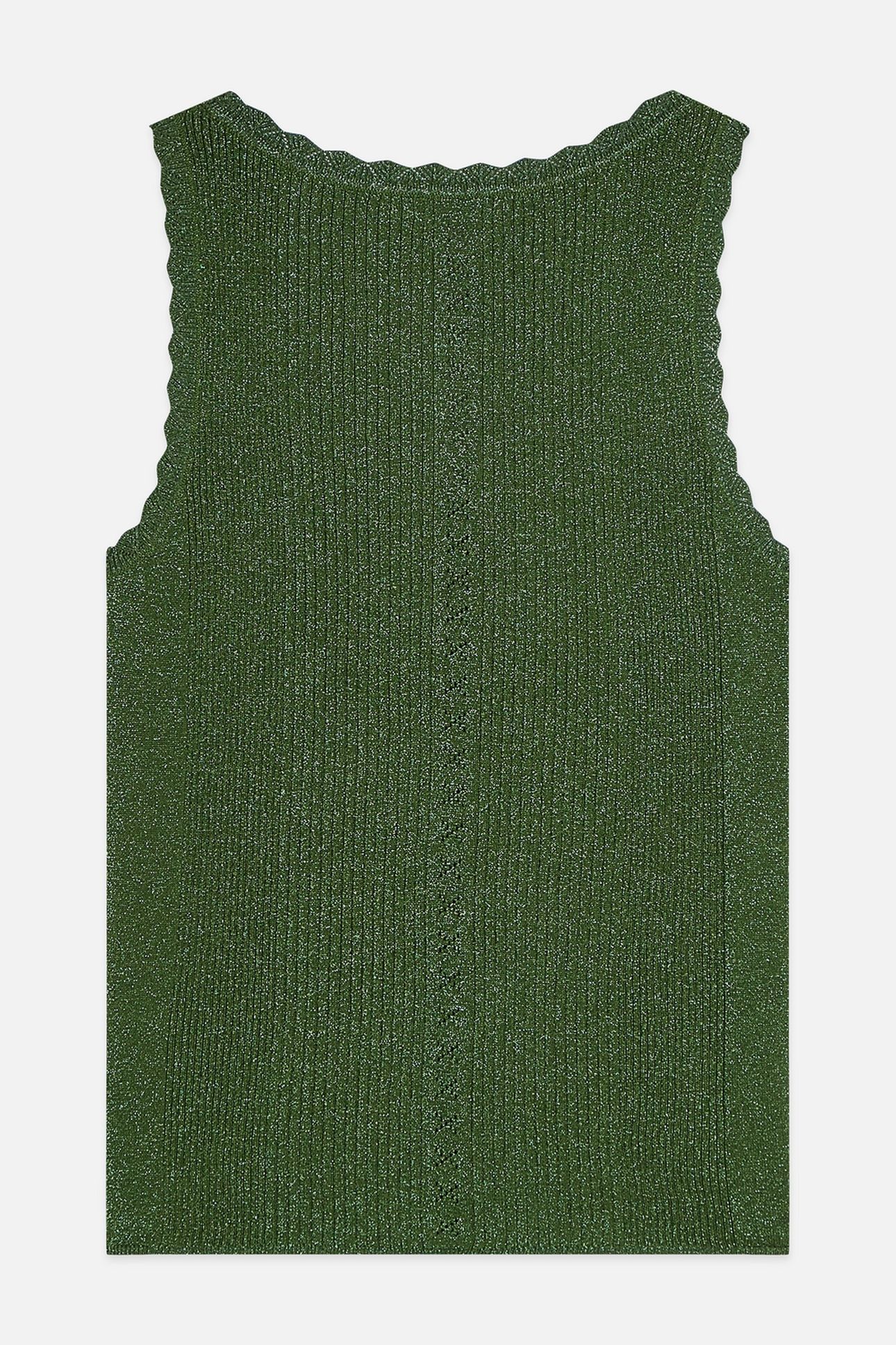 METALLIC RIBBED KNITTED TANK GARDEN GREEN 2