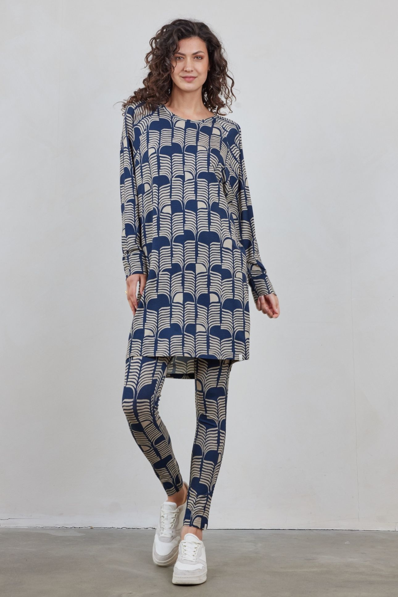 COMFY LOOSE DRESS DARK BLUE GLOW PRINT 1