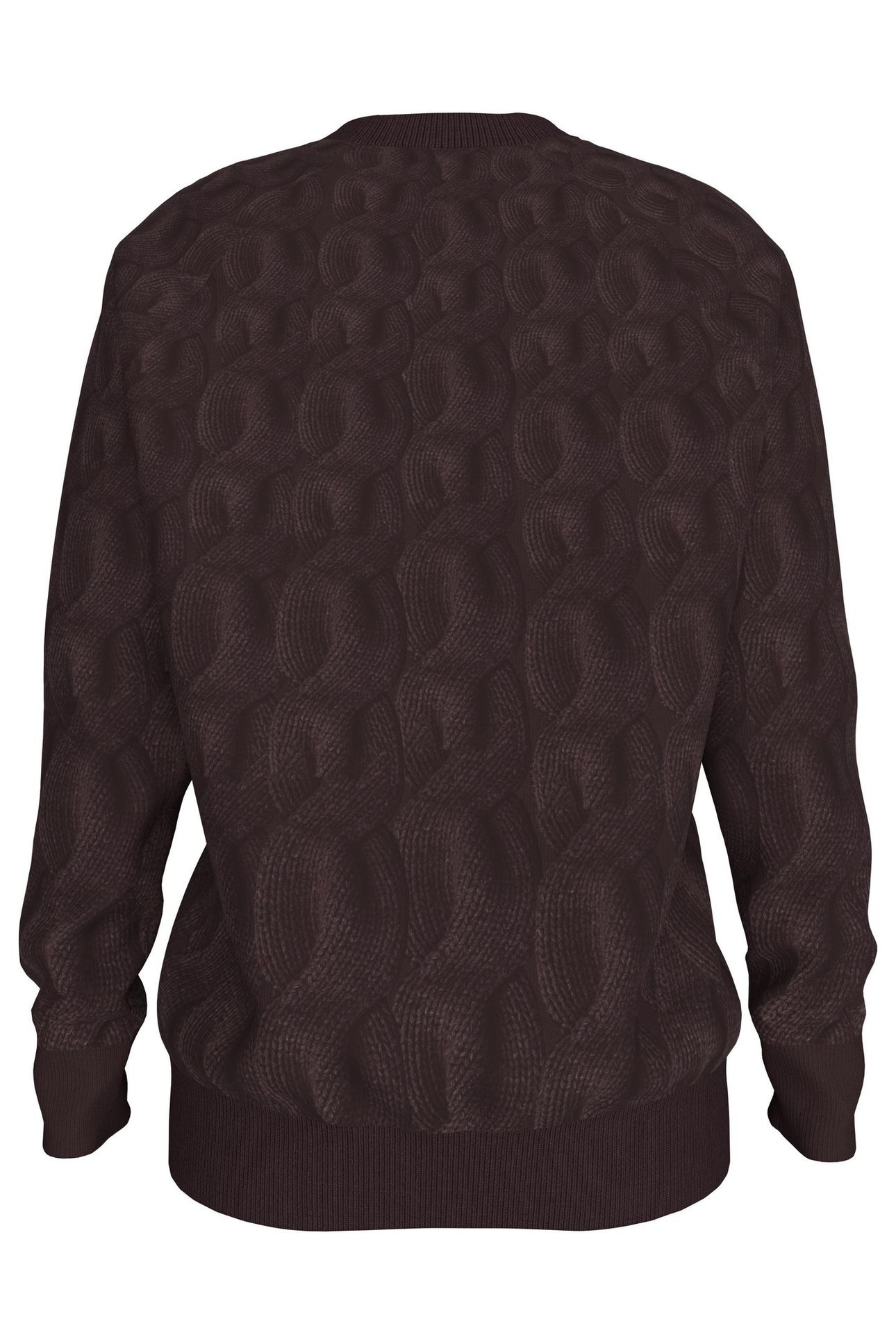 CABLE CREWNECK PULLOVER MOCHA BROWN 3