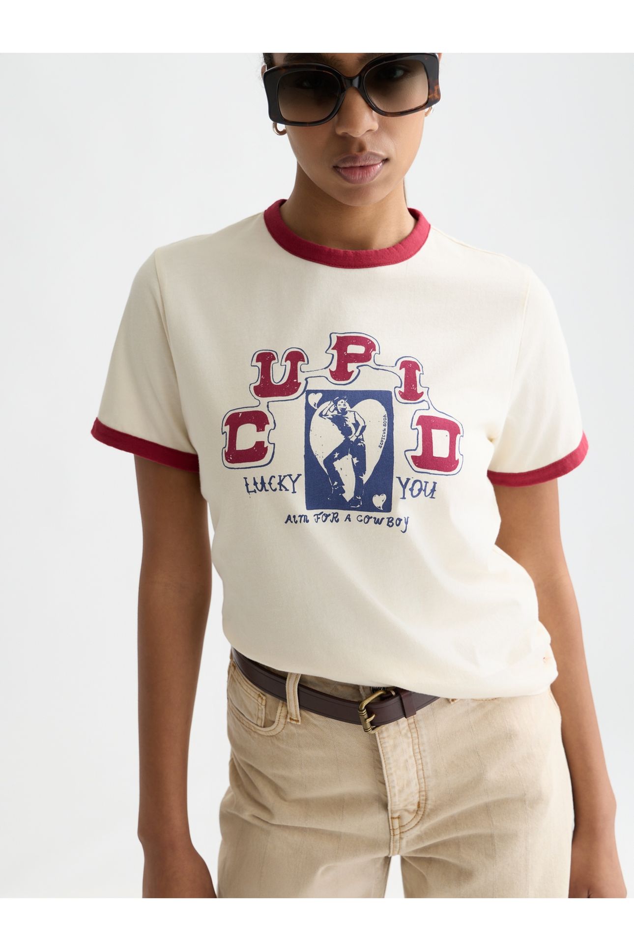 REGULAR-FIT T-SHIRT WITH CONTRAST BINDING EGGNOG 6