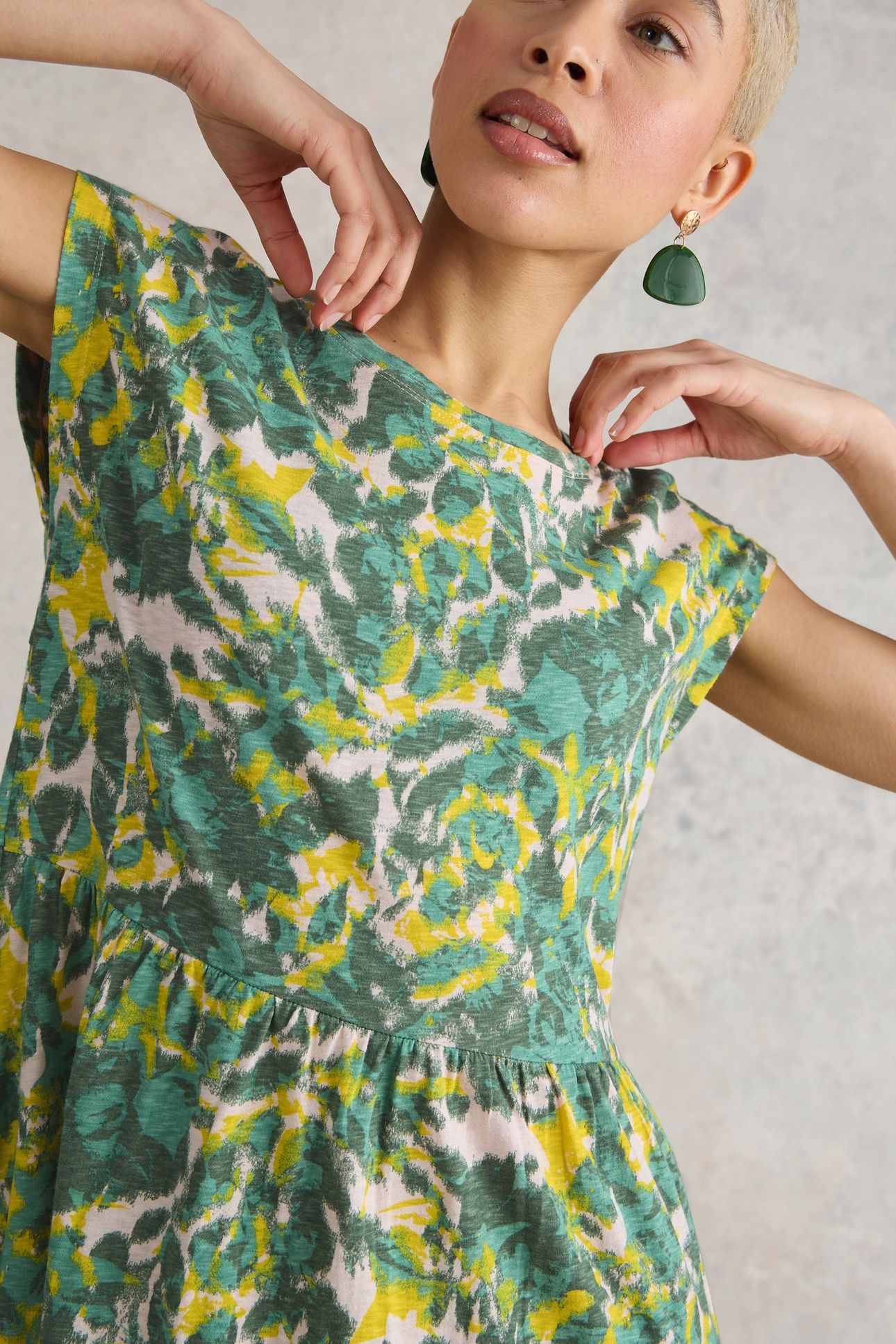 ADDISON COTTON JERSEY DRESS TEAL PR 5