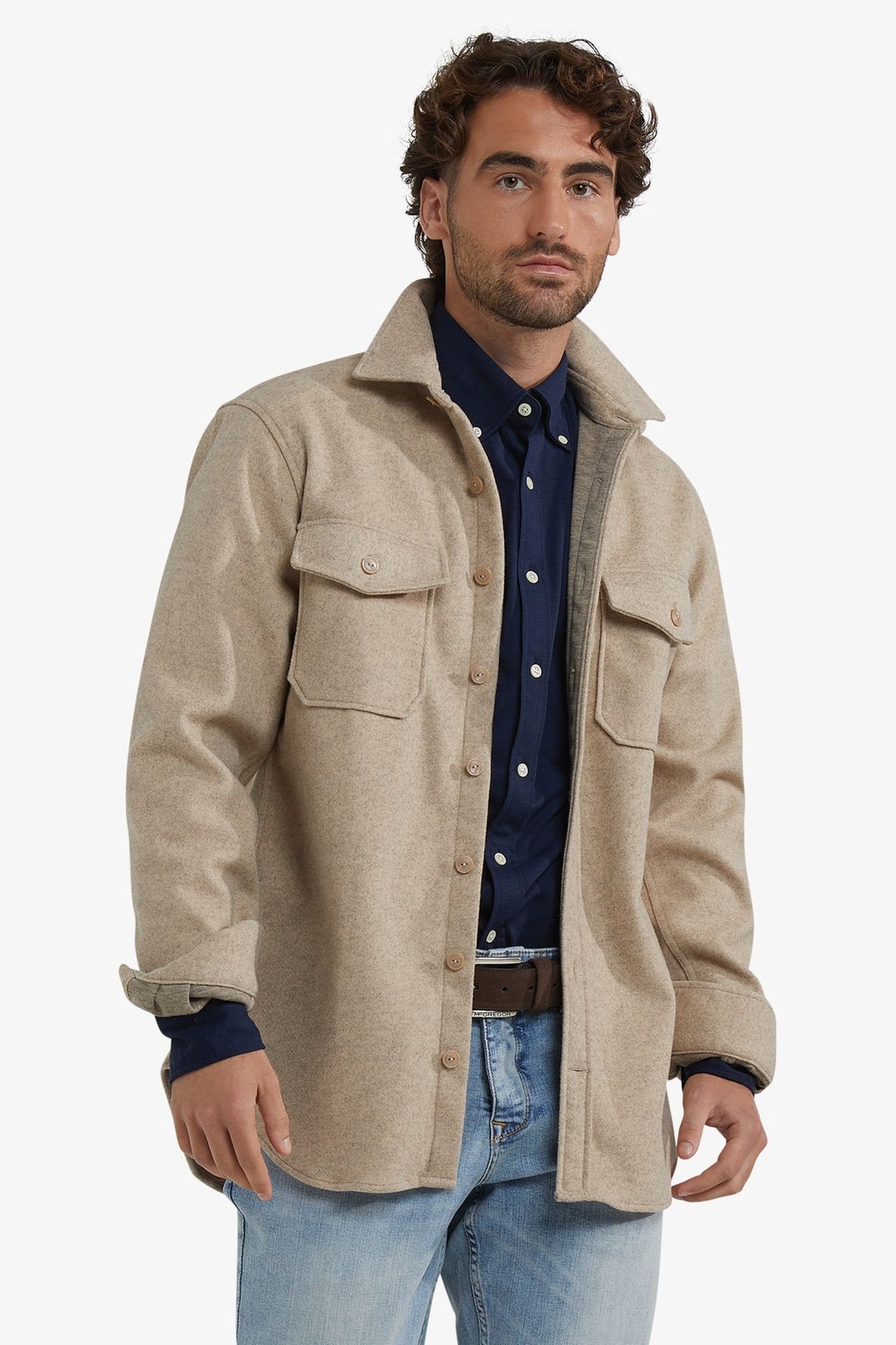 WOOL LOOK OVERSHIRT SAND 2