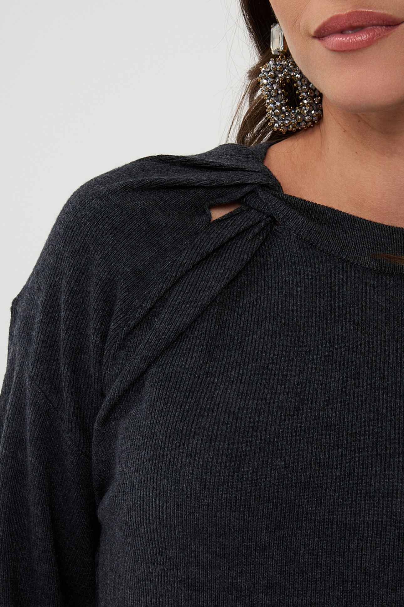 SWEATER L/SLVE TWIST ANTHRACITE 7