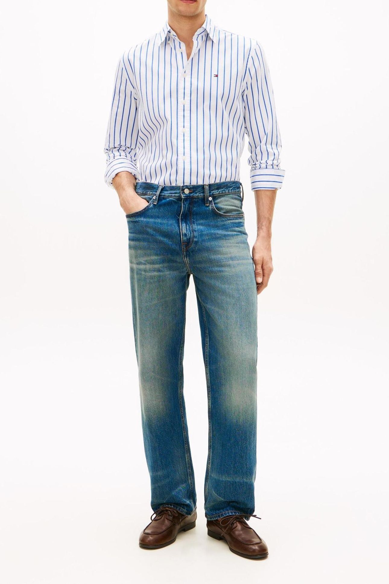 FLEX POPLIN BOLD WHITE/STRIPE 1