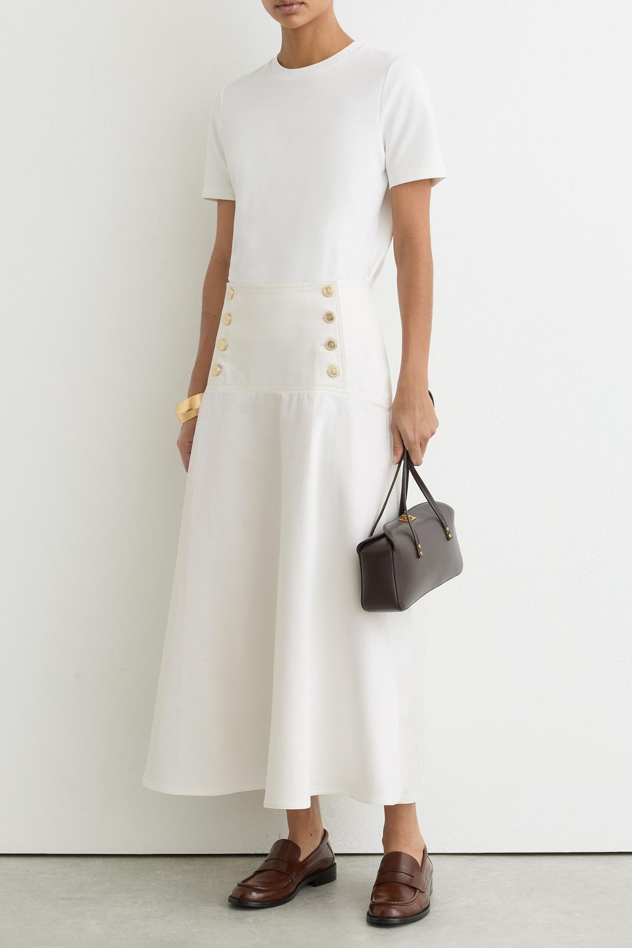 STRUCTURED BUTTON SKIRT IVORY 3