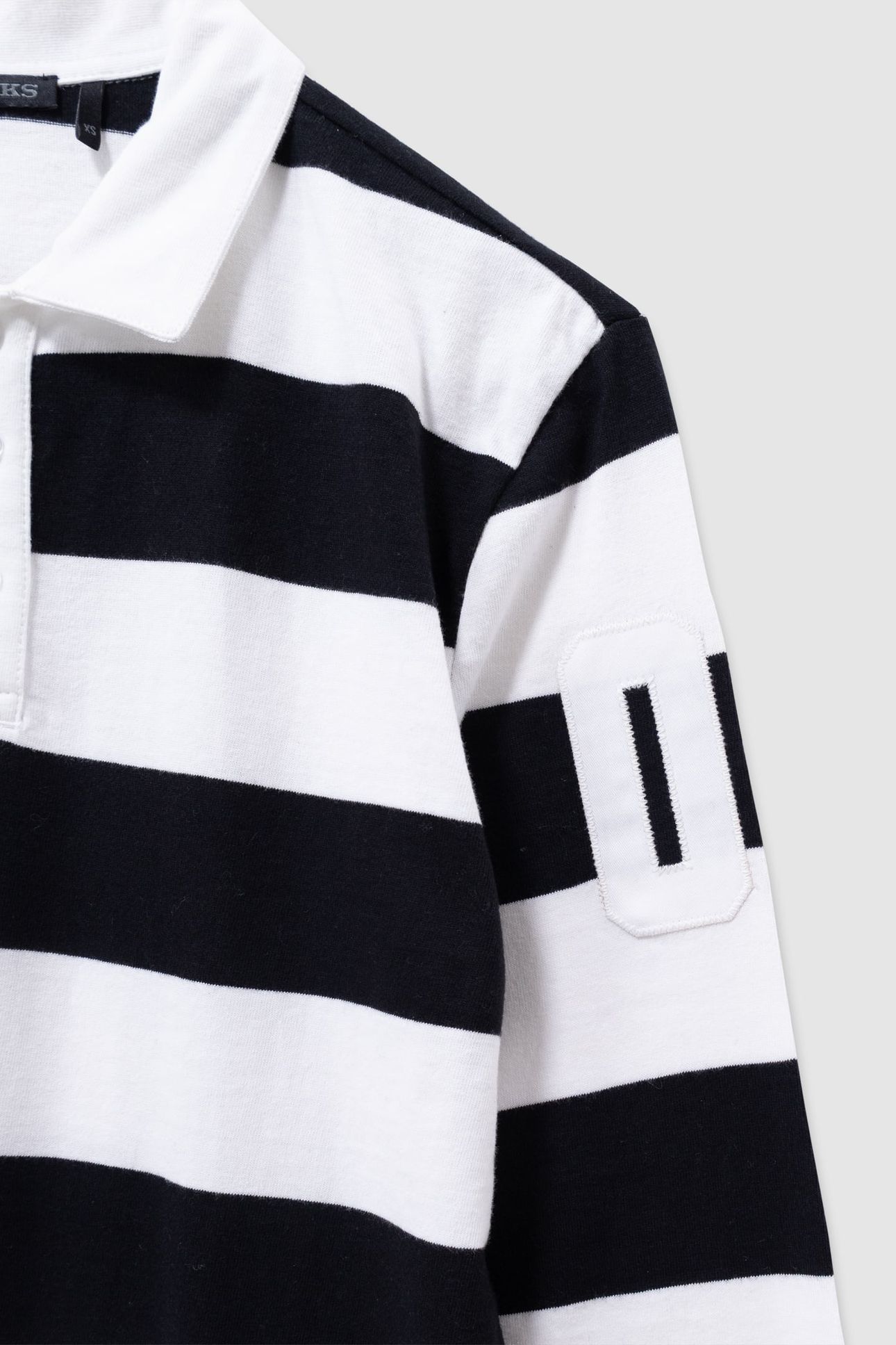 BOYS’ BLACK LONG-SLEEVED POLO SHIRT WITH ECRU STRIPES 3