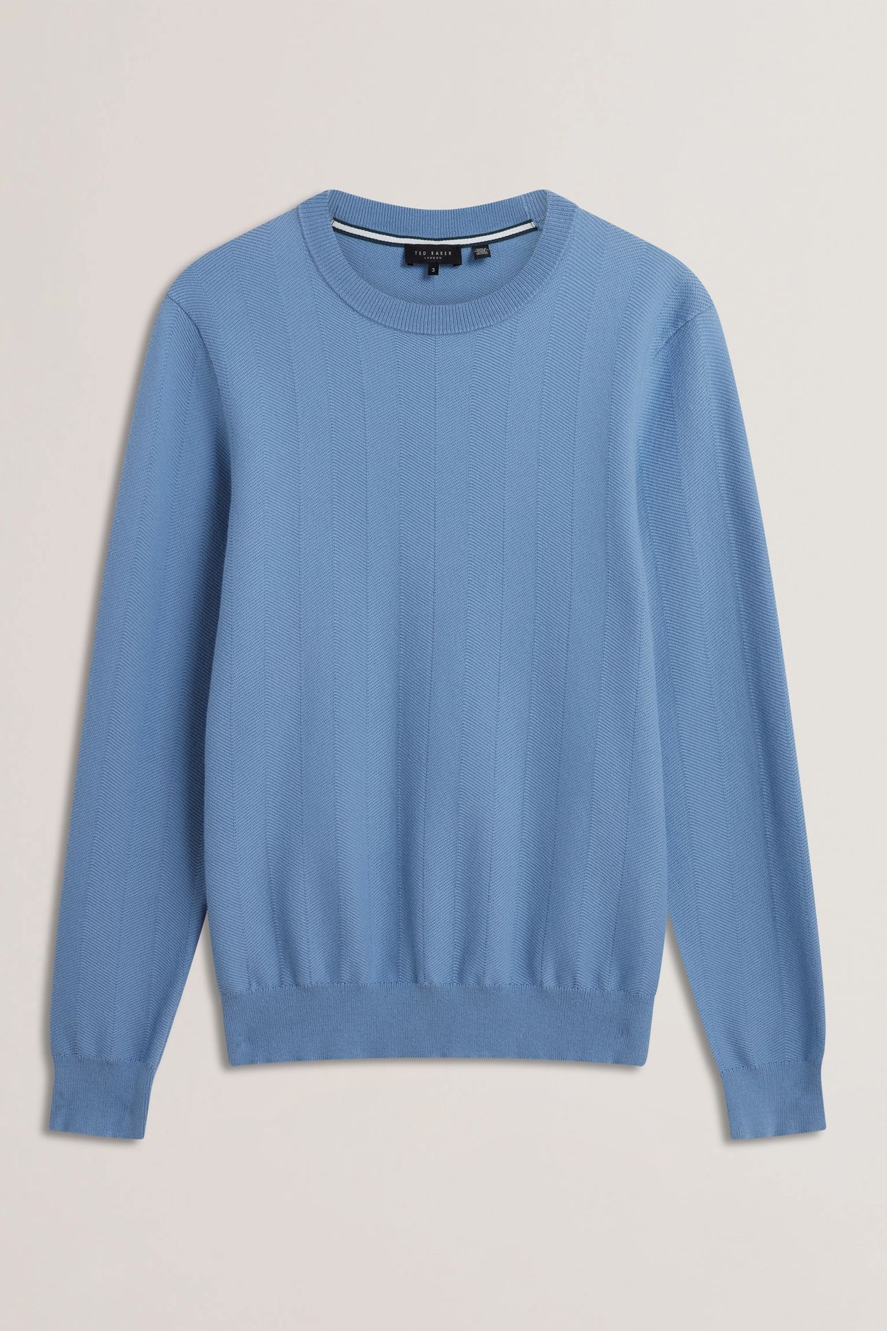 JAMALS LS HERRINGBONE STITCH CREW NECK BLUE 3