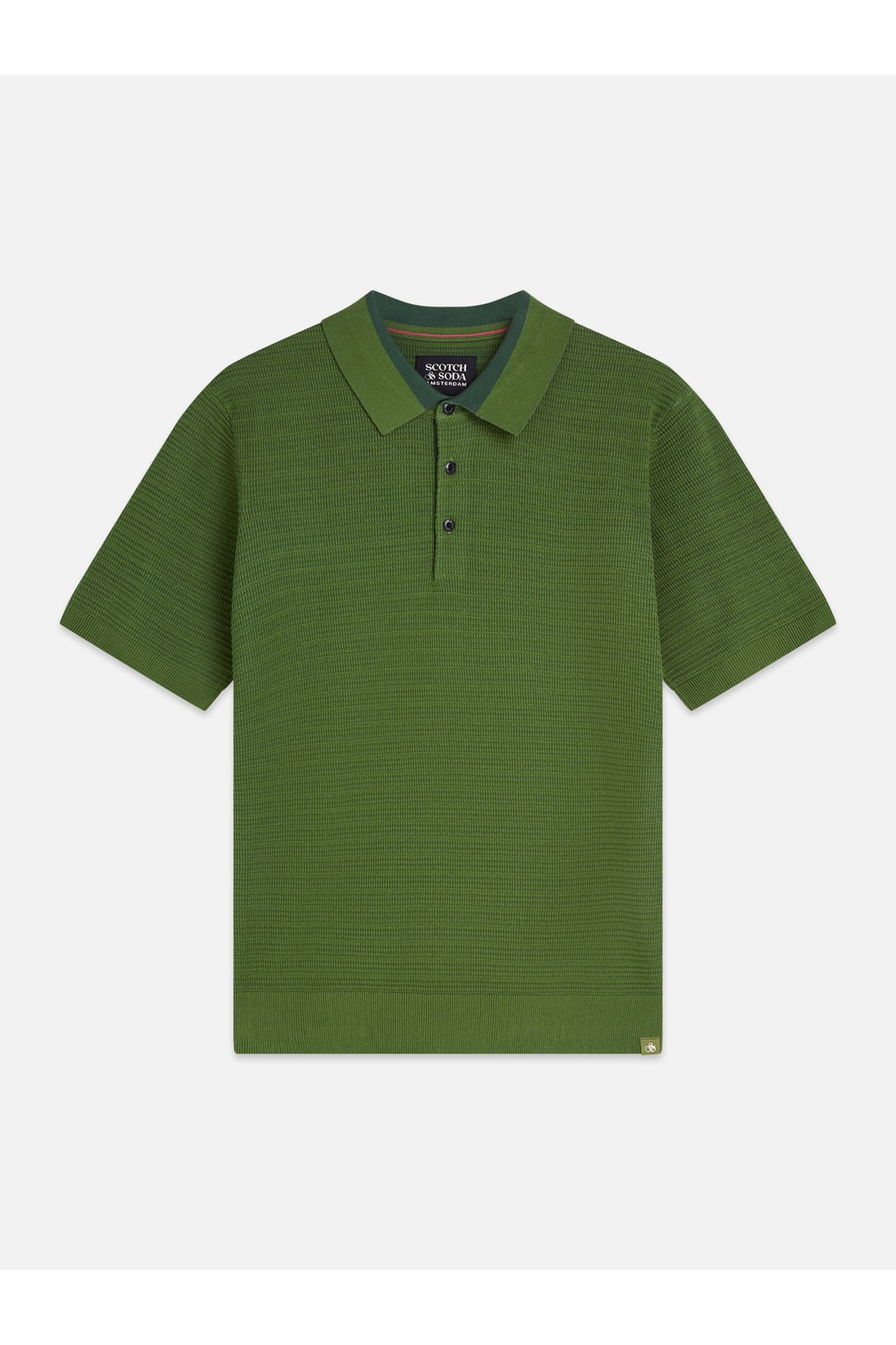 STRUCTURED KNITTED REGULARFIT POLO DARK GREEN 1
