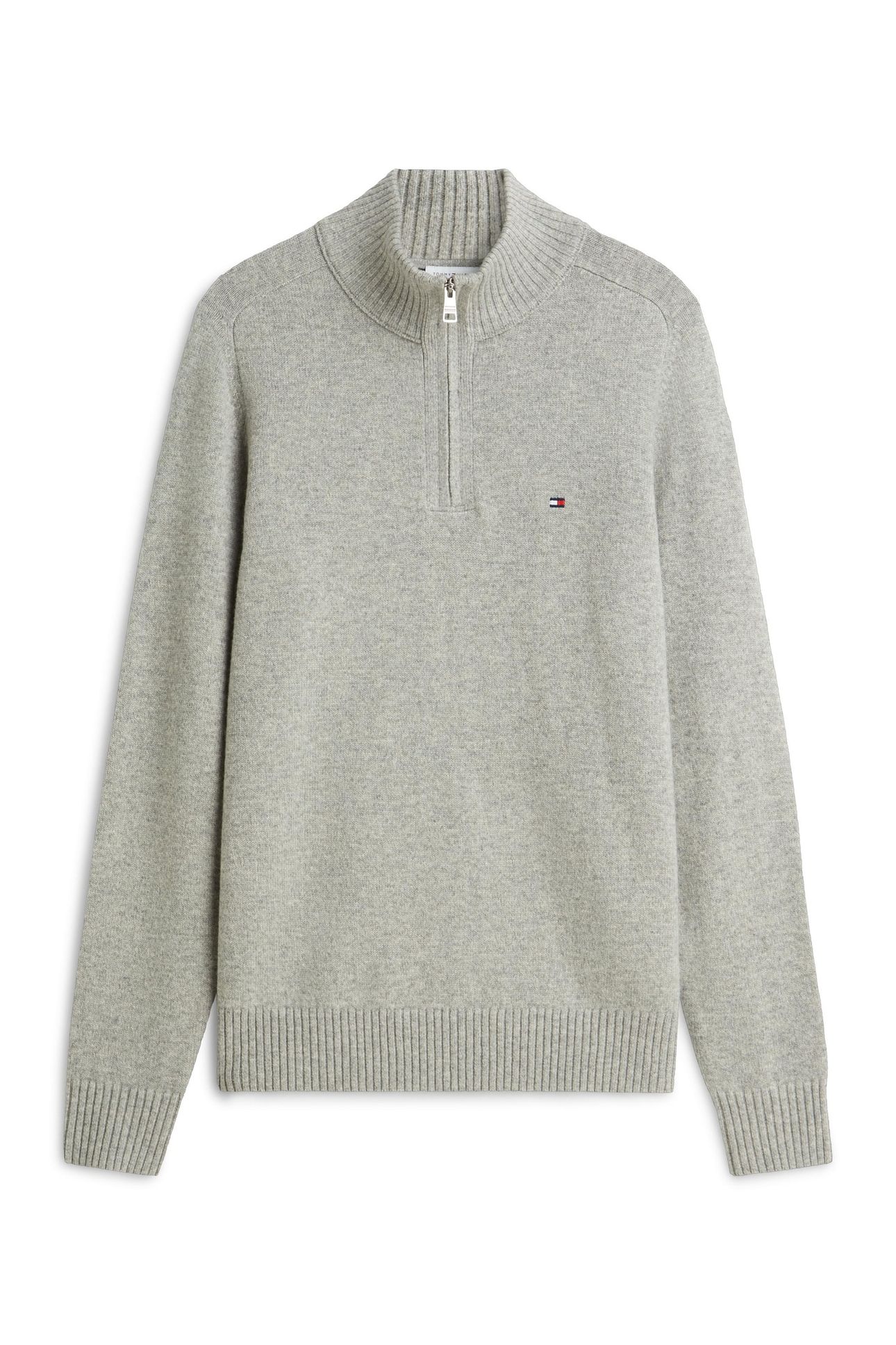 LAMBSWOOL ZIP MOCK LIGHT GREY HEATHER 2