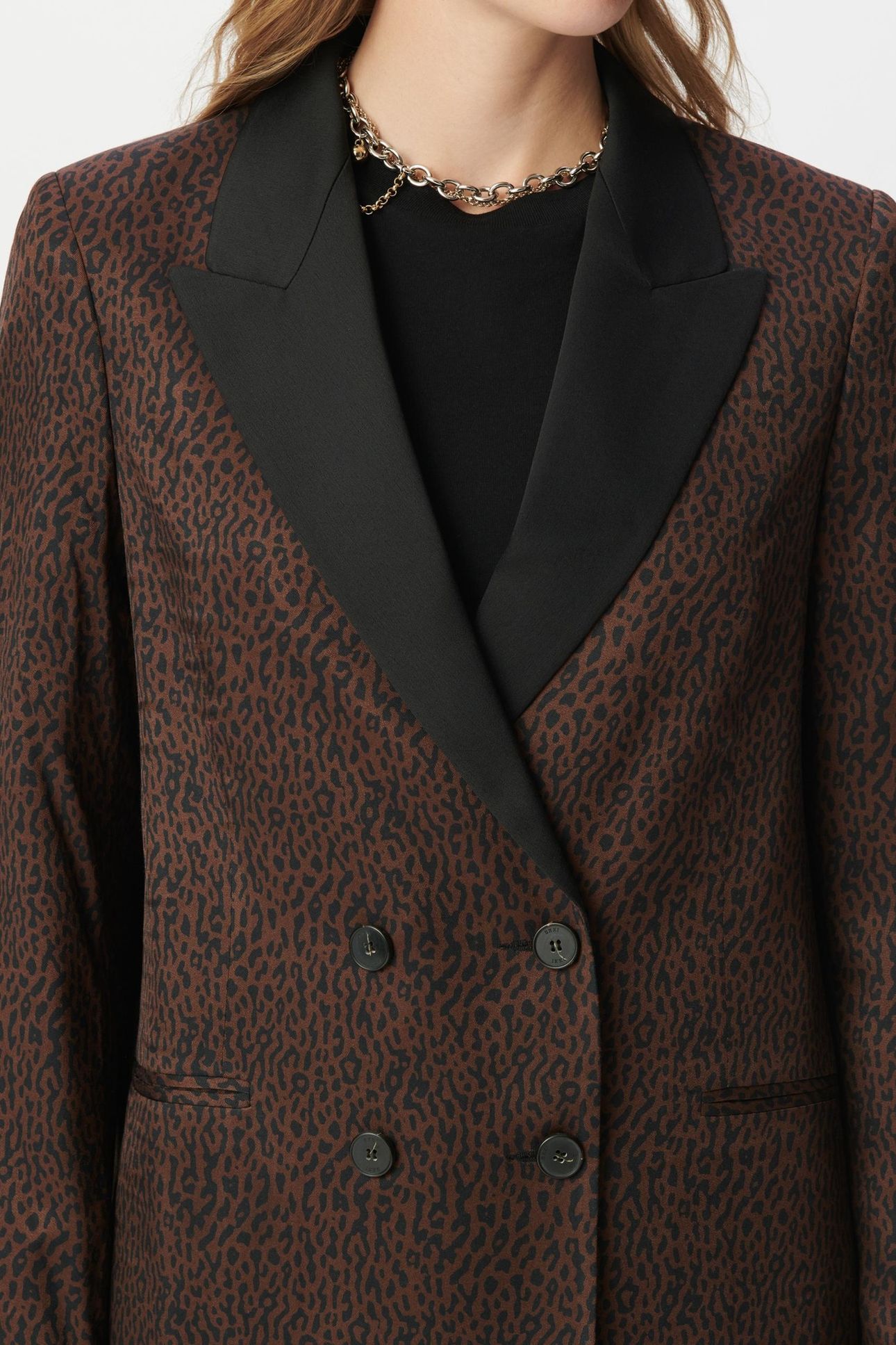 BROWN SUIT JACKET WITH LEOPARD PRINT 6