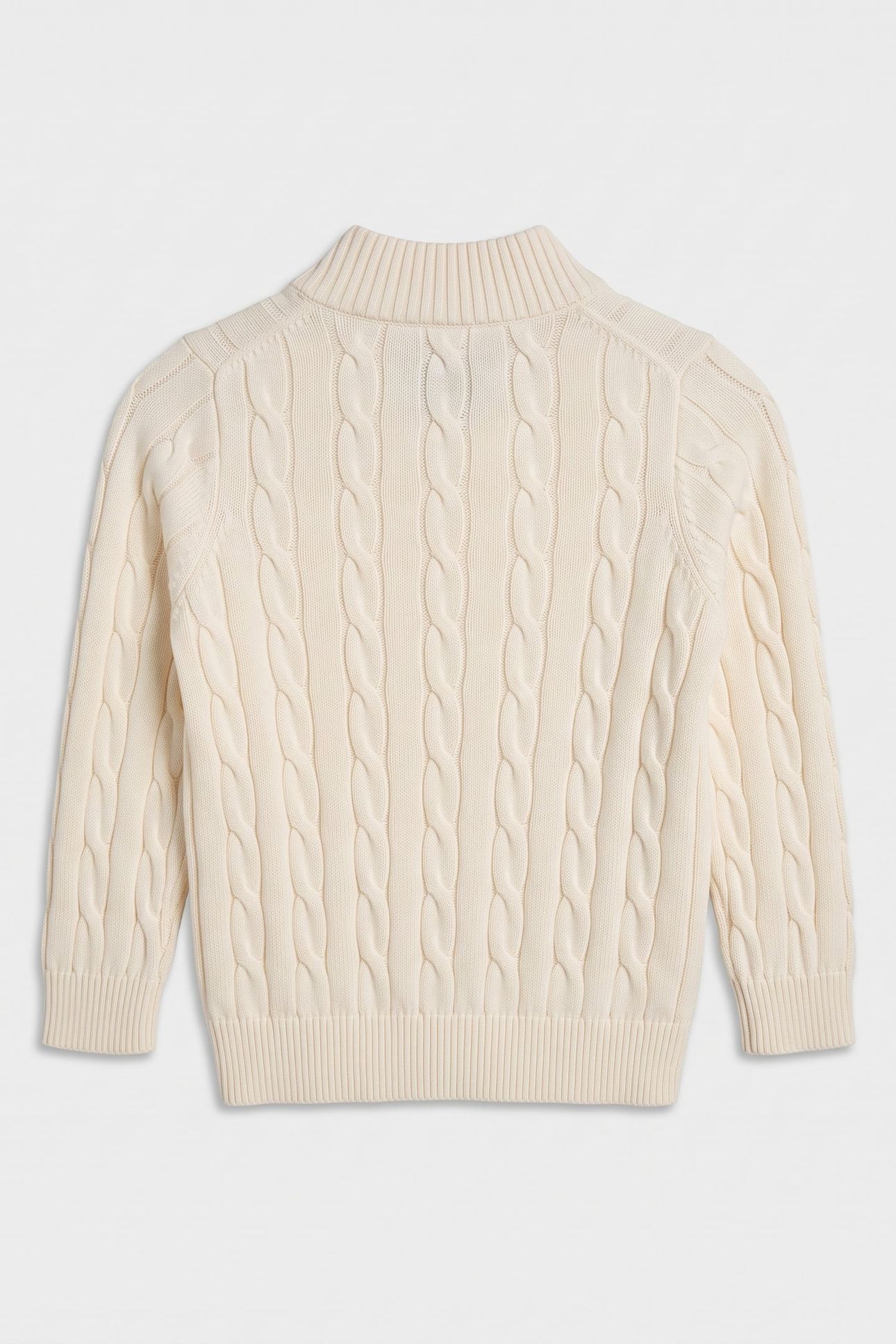 KIDS UNISEX COTTON CABLE HALF ZIP CREAM 3