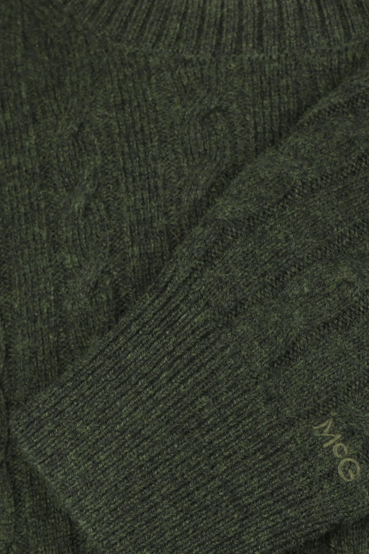 CABLE CREW NECK SWEATER DARK OLIVE 4