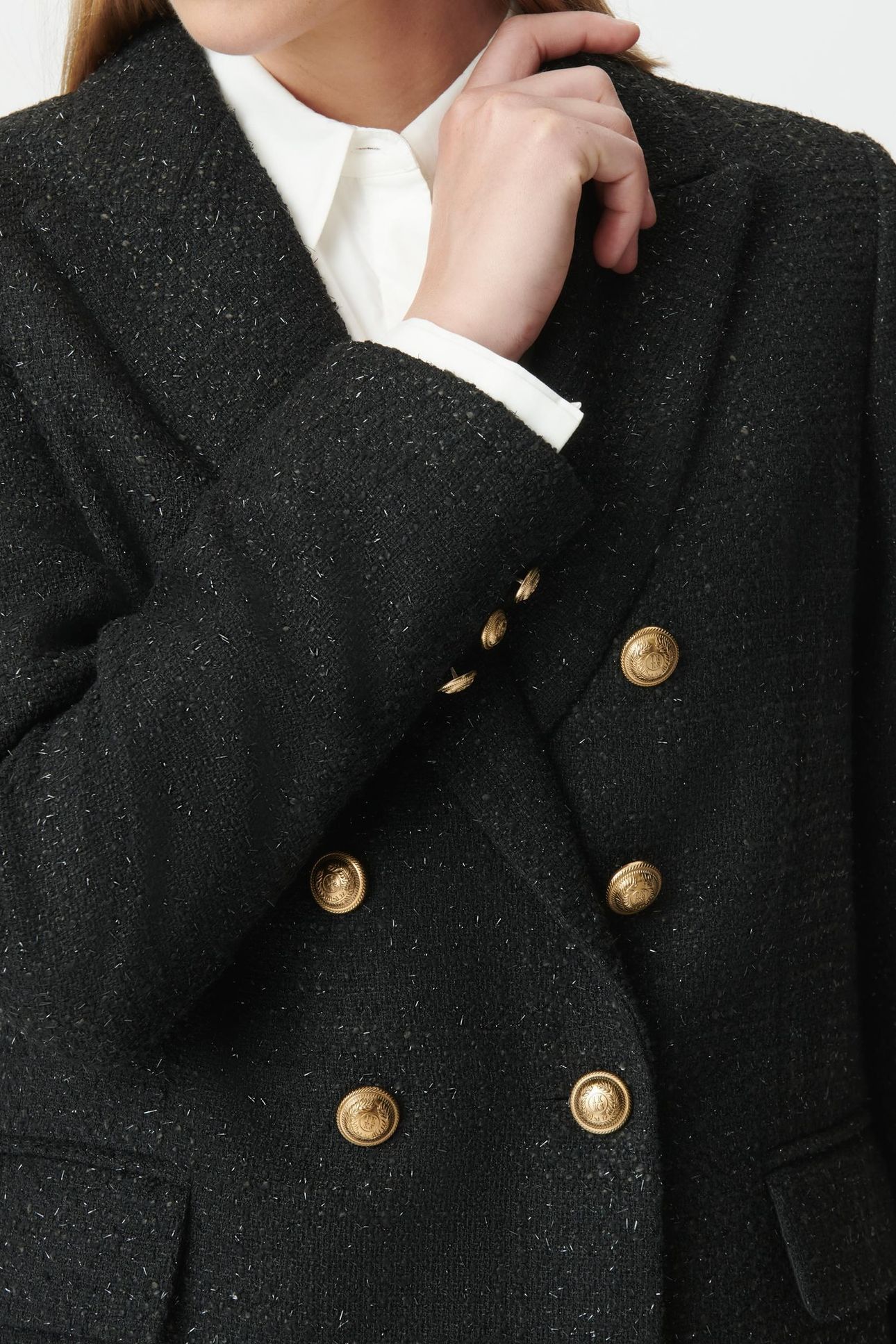 BLACK GLITTERY TWEED-STYLE SUIT JACKET 7