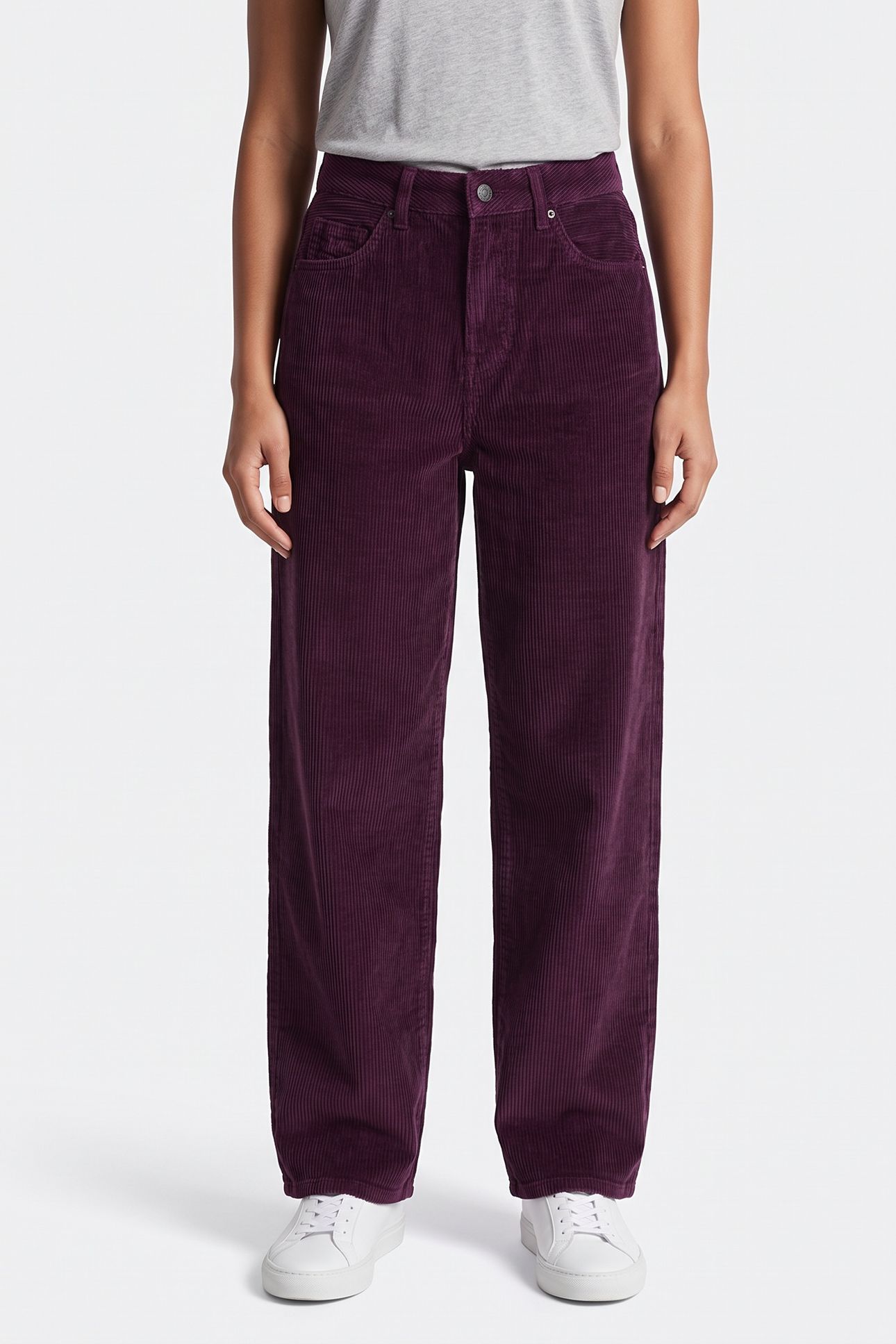 LEILA CORD PANTS MAUVE WINE CORDUROY 1