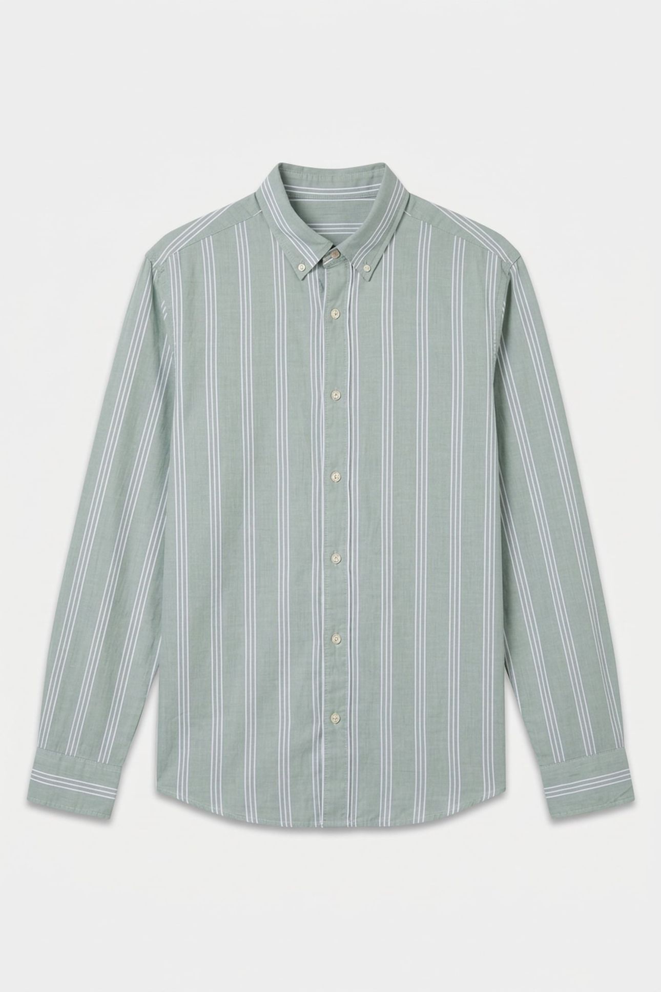 REG POPLIN FIL A FIL STRIPE SHIRT WOODY GREEN 1